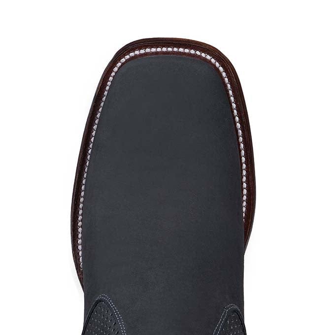 Western Genuine Nobuck leather Wide Square Toe Ankle Boots Gray Color - Los Altos Boots - Toe View