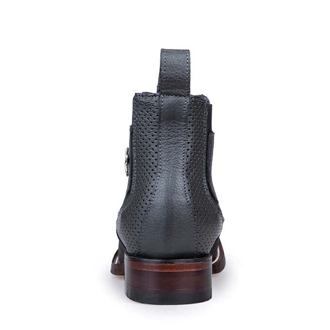 Western Genuine Nobuck leather Wide Square Toe Ankle Boots Gray Color - Los Altos Boots - Back View