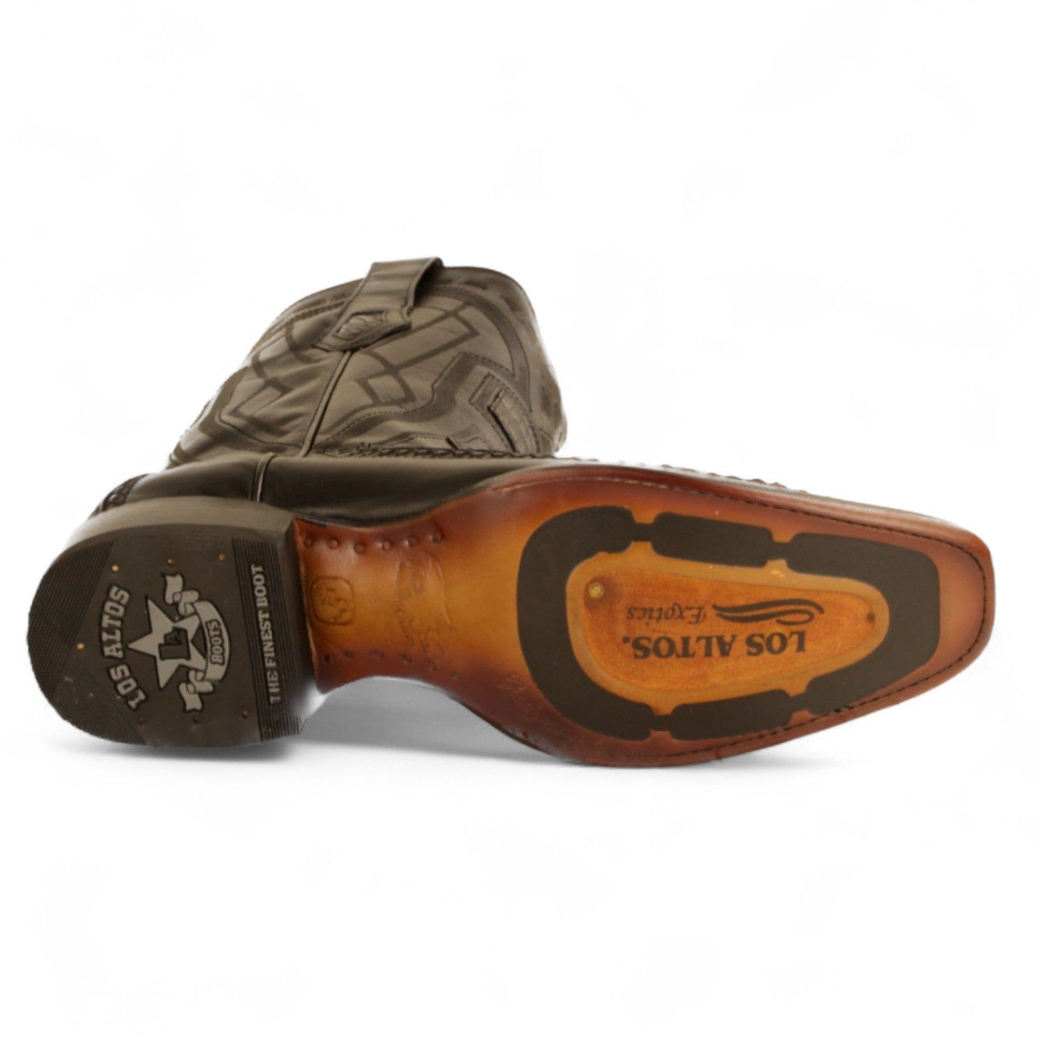 Los Altos Boots Boots Men's Genuine Caiman Belly Skin European Square Toe Boots Black Color - Los Altos Boots