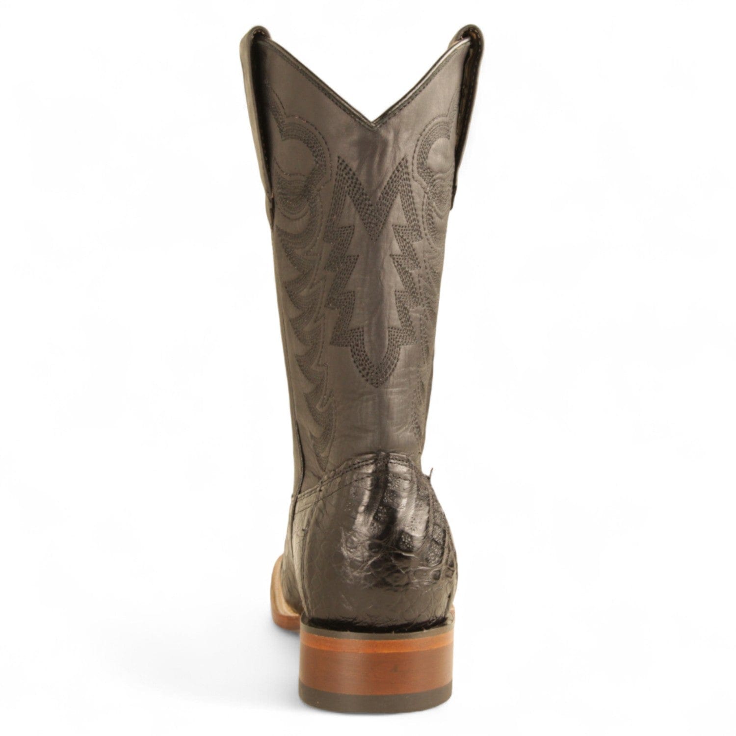 Los Altos Boots Boots Men's Genuine Caiman Belly Skin Texas Wide Square Toe Boots Black Color - Los Altos Boots