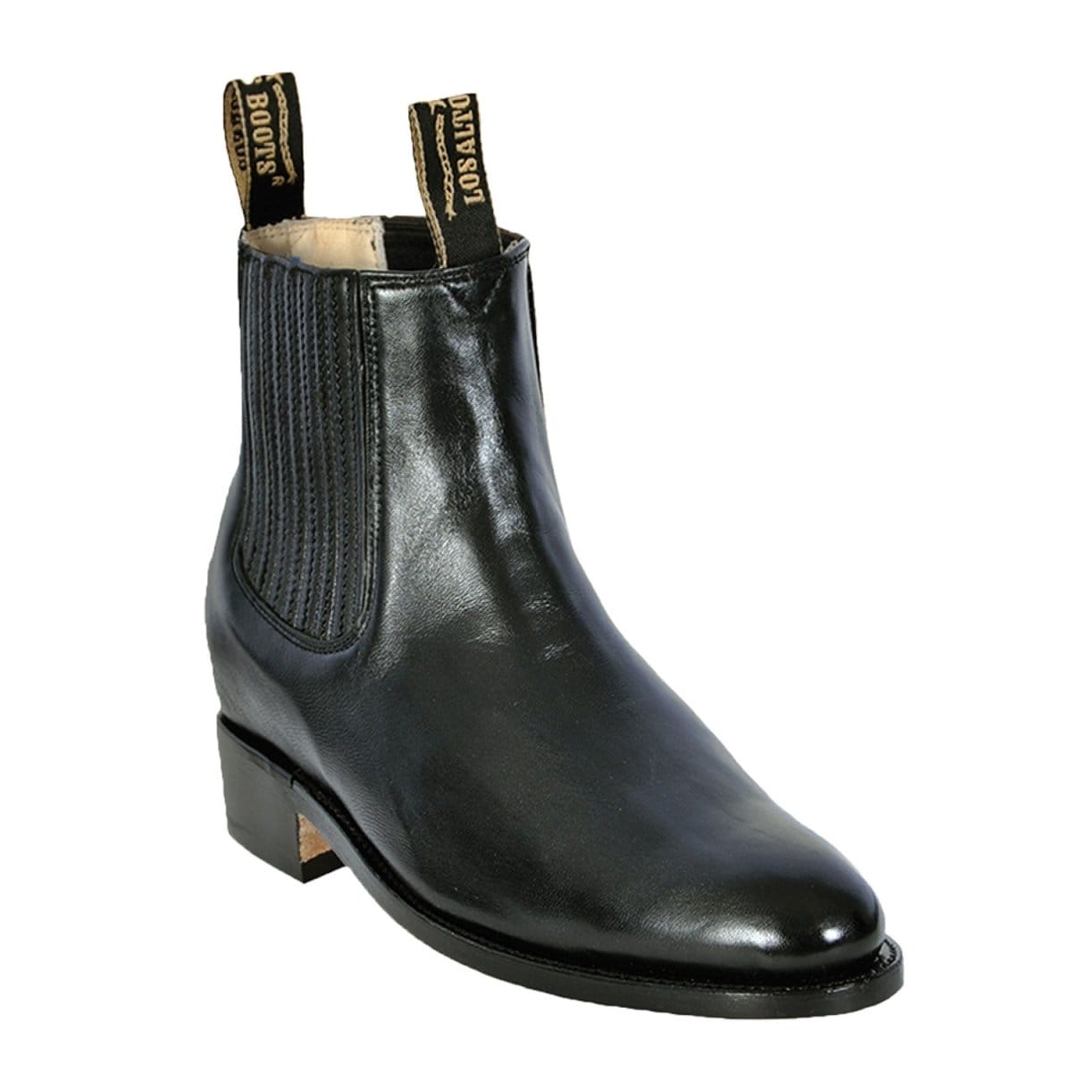 Los Altos Boots Boots Men's Genuine Deer Leather Round Toe Charro Ankle Boots Black Color - Los Altos Boots