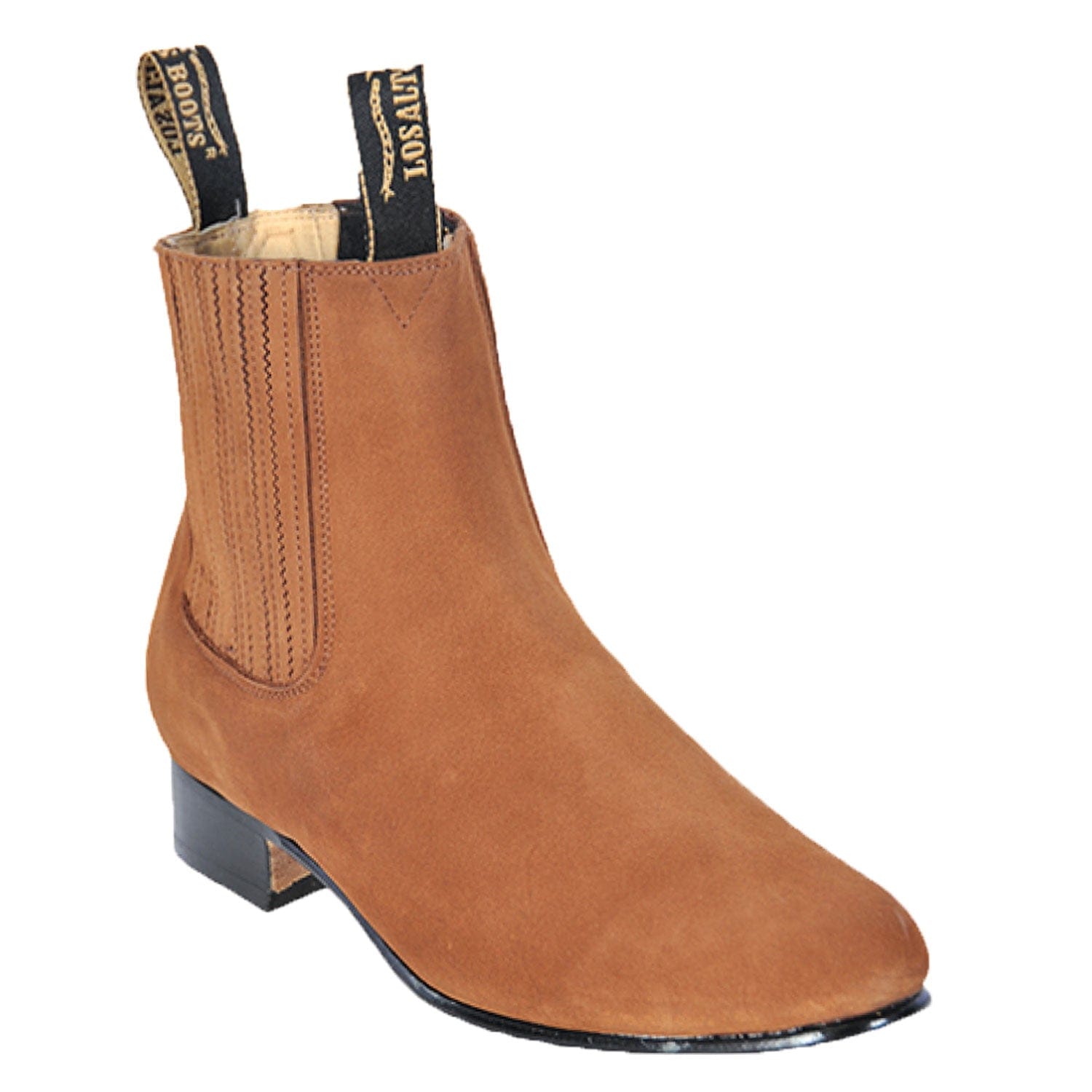 Los Altos Boots Boots Men's Genuine Nobuck Leather Round Toe Charro Ankle Boots Camel Color - Los Altos Boots