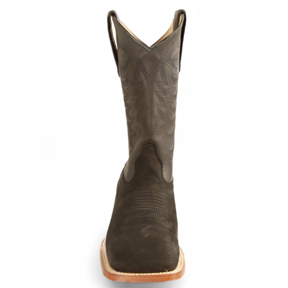 Los Altos Boots Boots Men's Genuine Nobuck Leather Texas Wide Square Toe Boots Black Color - Los Altos Boots