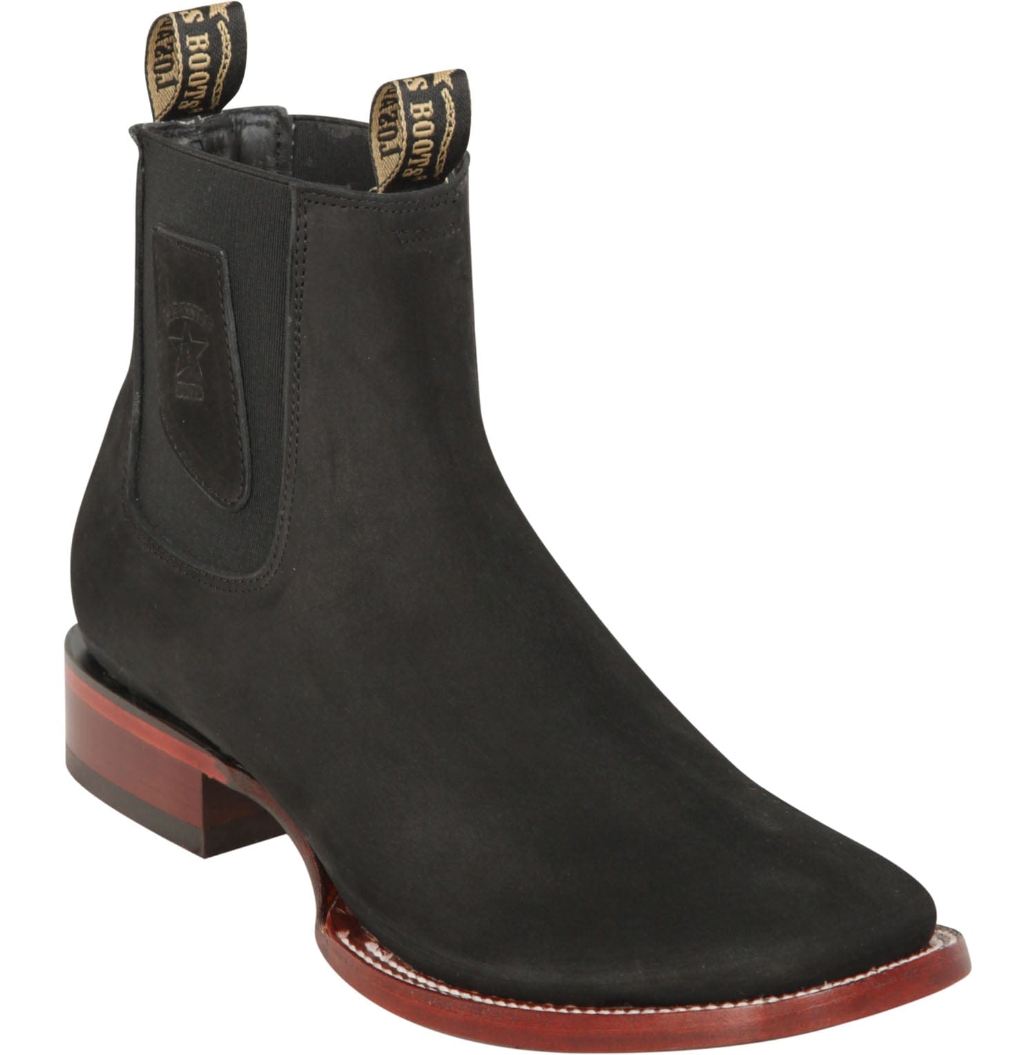 Los Altos Boots Boots Men's Genuine Nobuck Leather Wide Square Toe Ankle Boots Black Color - Los Altos Boots