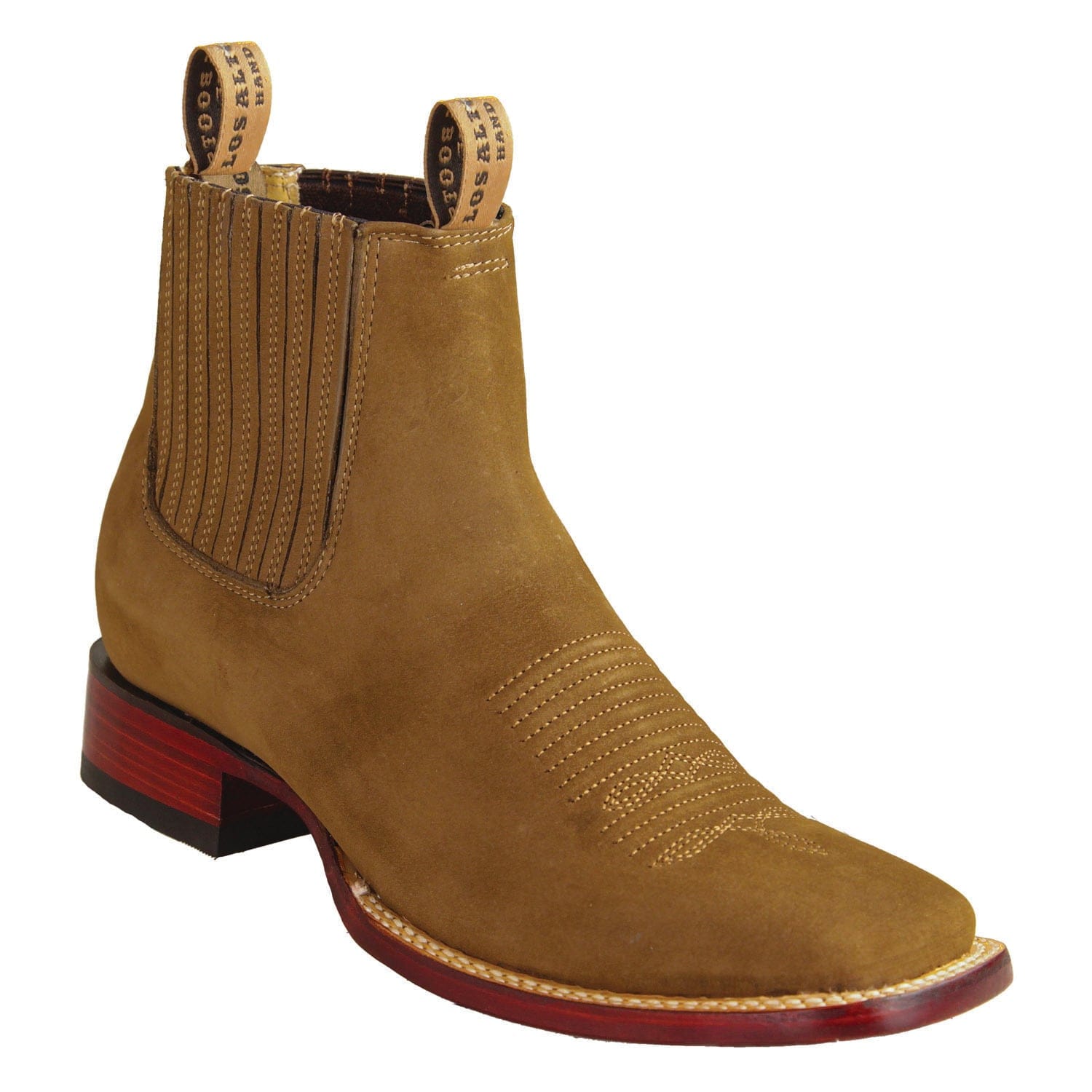 Los Altos Boots Boots Men's Genuine Nobuck Leather Wide Square Toe Ankle Boots Taupe Color - Los Altos Boots