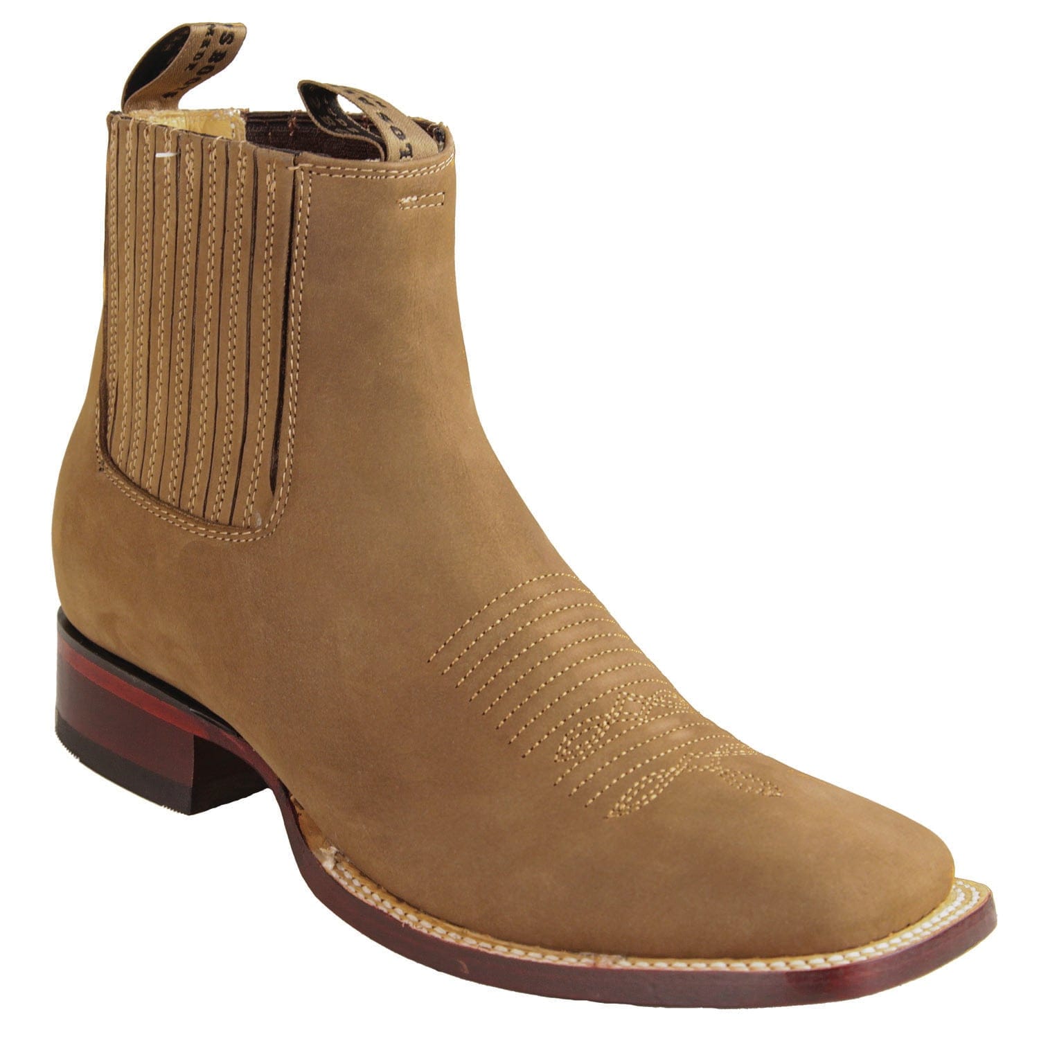 Los Altos Boots Boots Men's Genuine Nobuck Leather Wide Square Toe Ankle Boots Taupe Color - Los Altos Boots