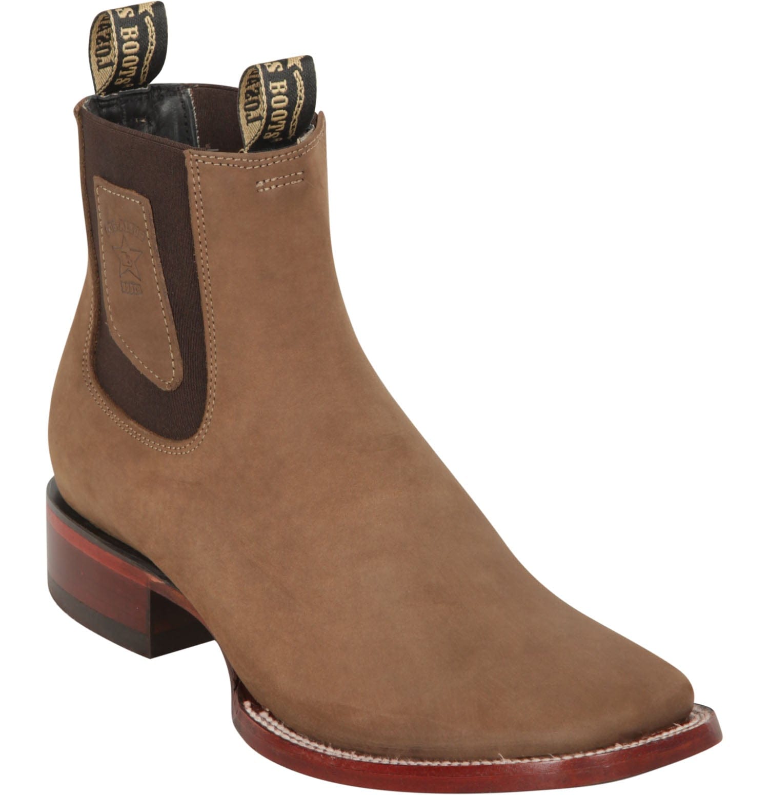 Los Altos Boots Boots Men's Genuine Nobuck Leather Wide Square Toe Ankle Boots Taupe Color - Los Altos Boots