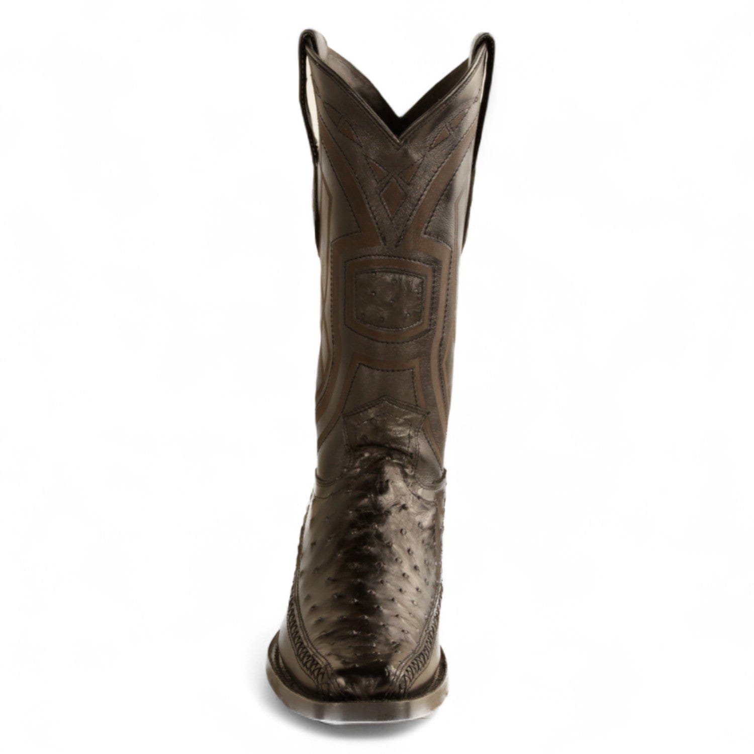 Los Altos Boots Boots Men's Genuine Ostrich Skin European Square Toe Boots Black Color - Los Altos Boots