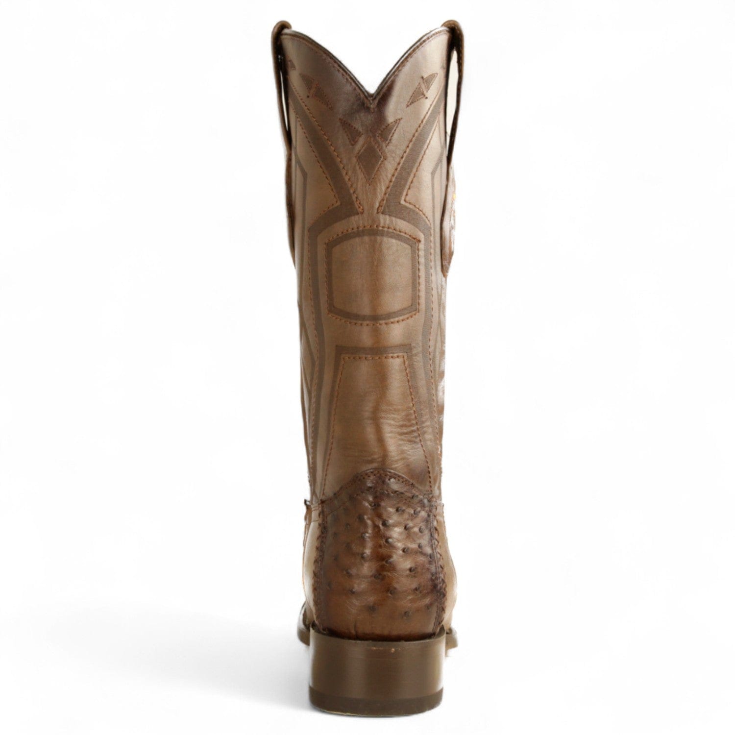 Los Altos Boots Boots Men's Genuine Ostrich Skin European Square Toe Boots Faded Brown Color - Los Altos Boots