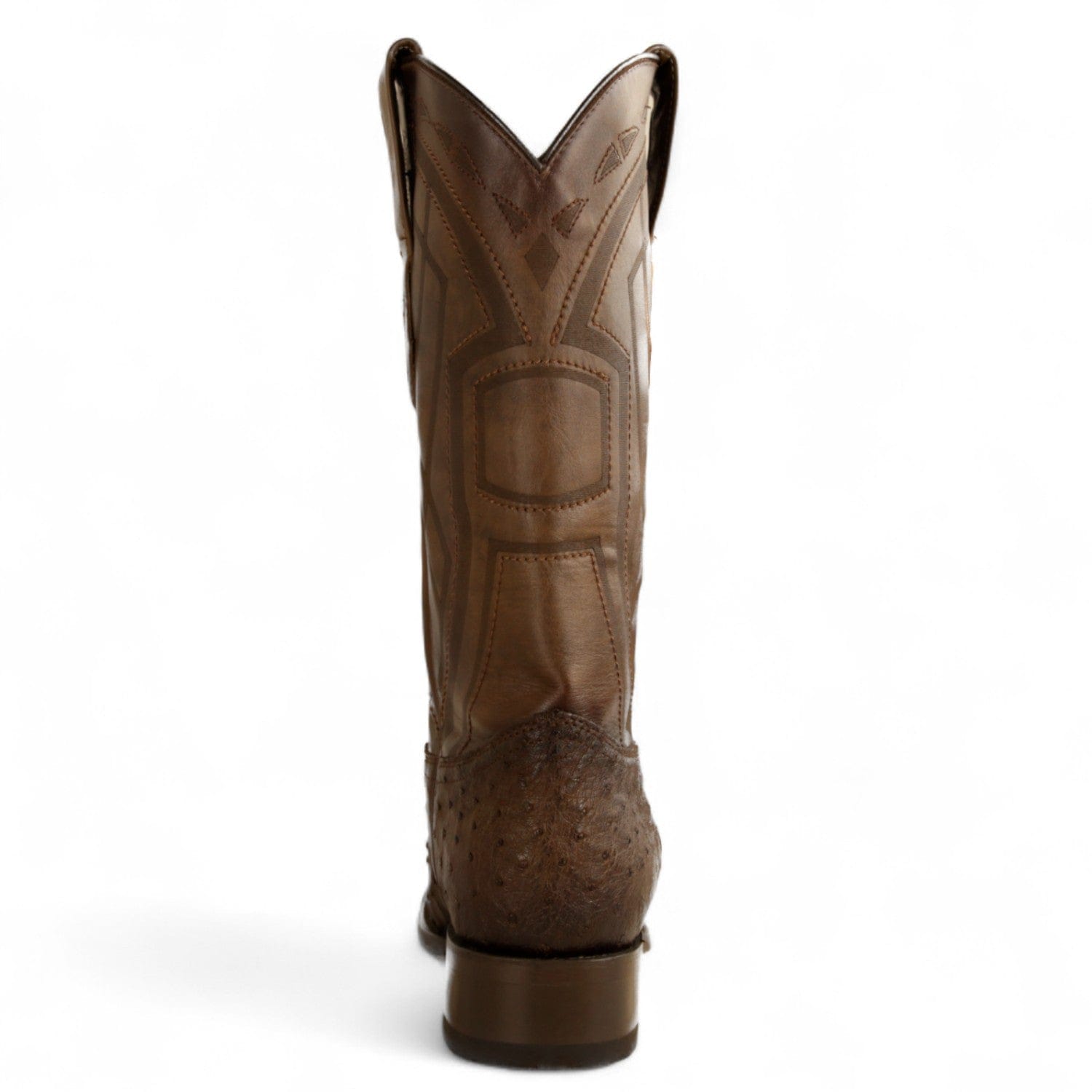 Los Altos Boots Boots Men's Genuine Ostrich Skin European Square Toe Boots Faded Brown Color - Los Altos Boots