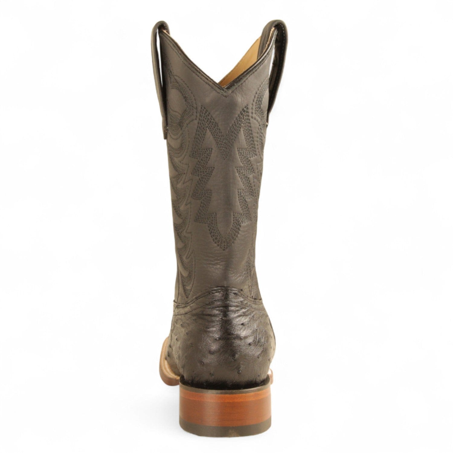 Los Altos Boots Boots Men's Genuine Ostrich Skin Texas Wide Square Toe Boots Black Color - Los Altos Boots