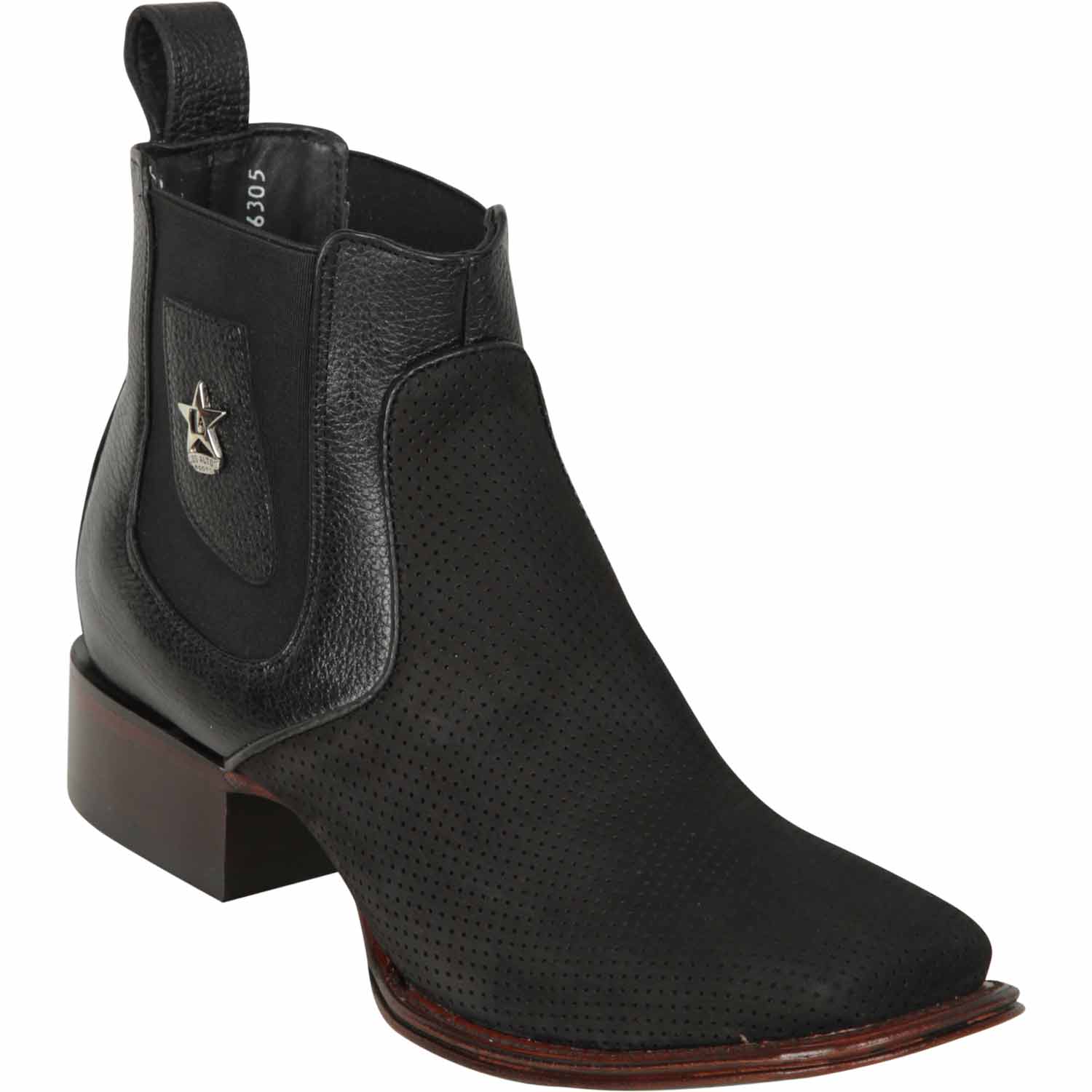 Los Altos Boots Boots Men's Genuine Perforated Nobuck Leather Wide Square Toe Ankle Boots - Los Altos Boots