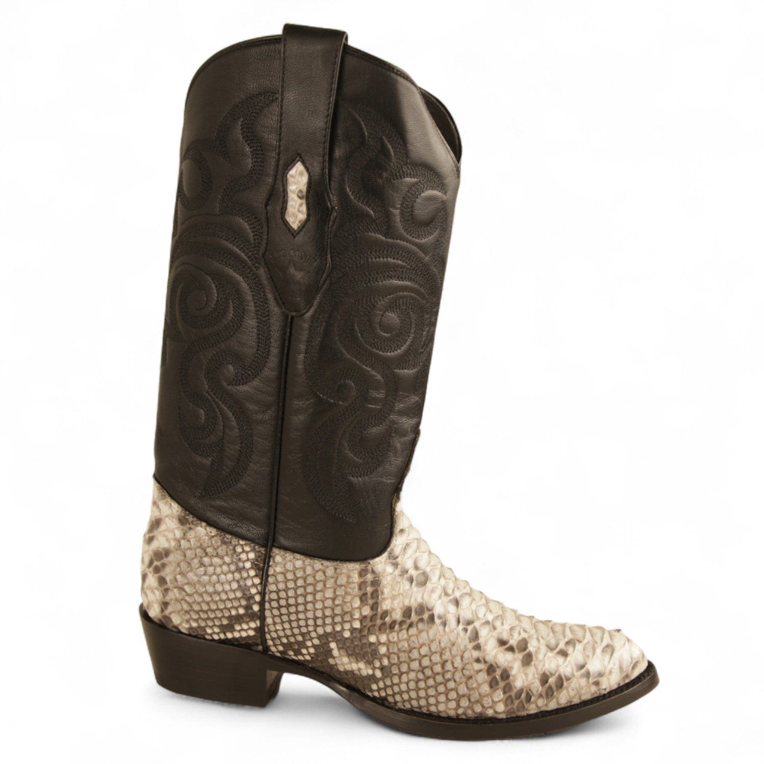 Los Altos Boots Boots Men's Genuine Python Round Toe Boots Nobuck Natural Color - Los Altos Boots