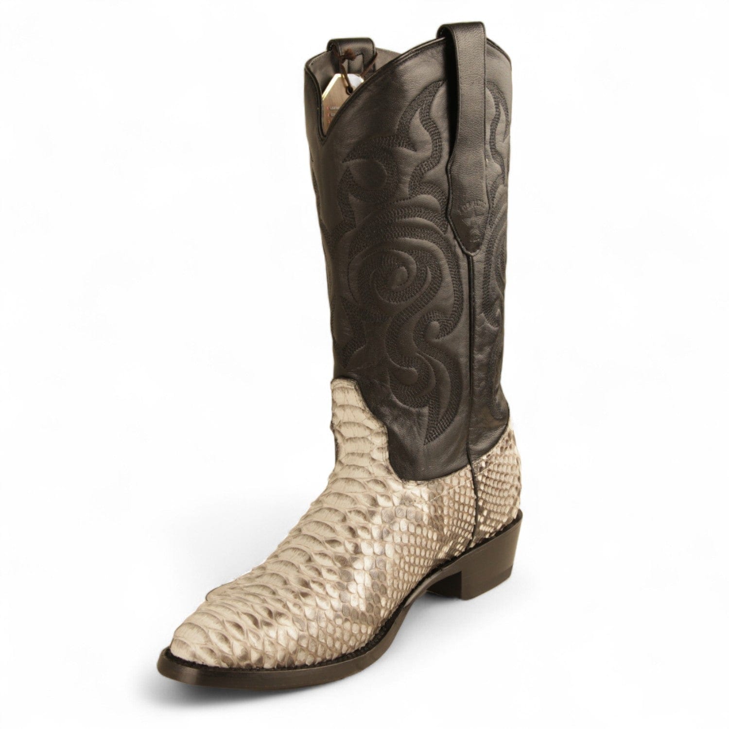 Los Altos Boots Boots Men's Genuine Python Round Toe Boots Nobuck Natural Color - Los Altos Boots