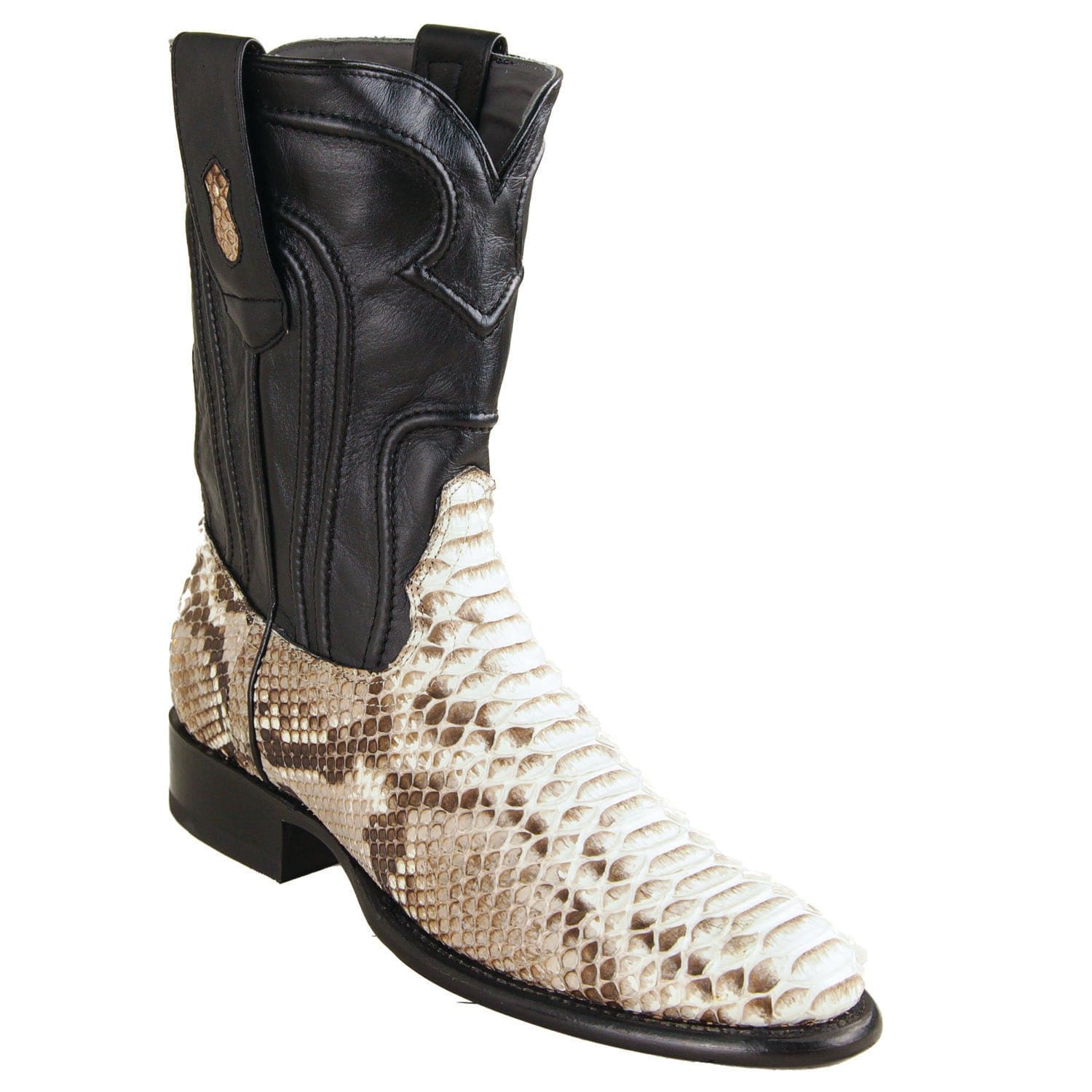Los Altos Boots Boots Men's Genuine Python Skin Roper Toe Boots Nobuck Natural Color - Los Altos Boots