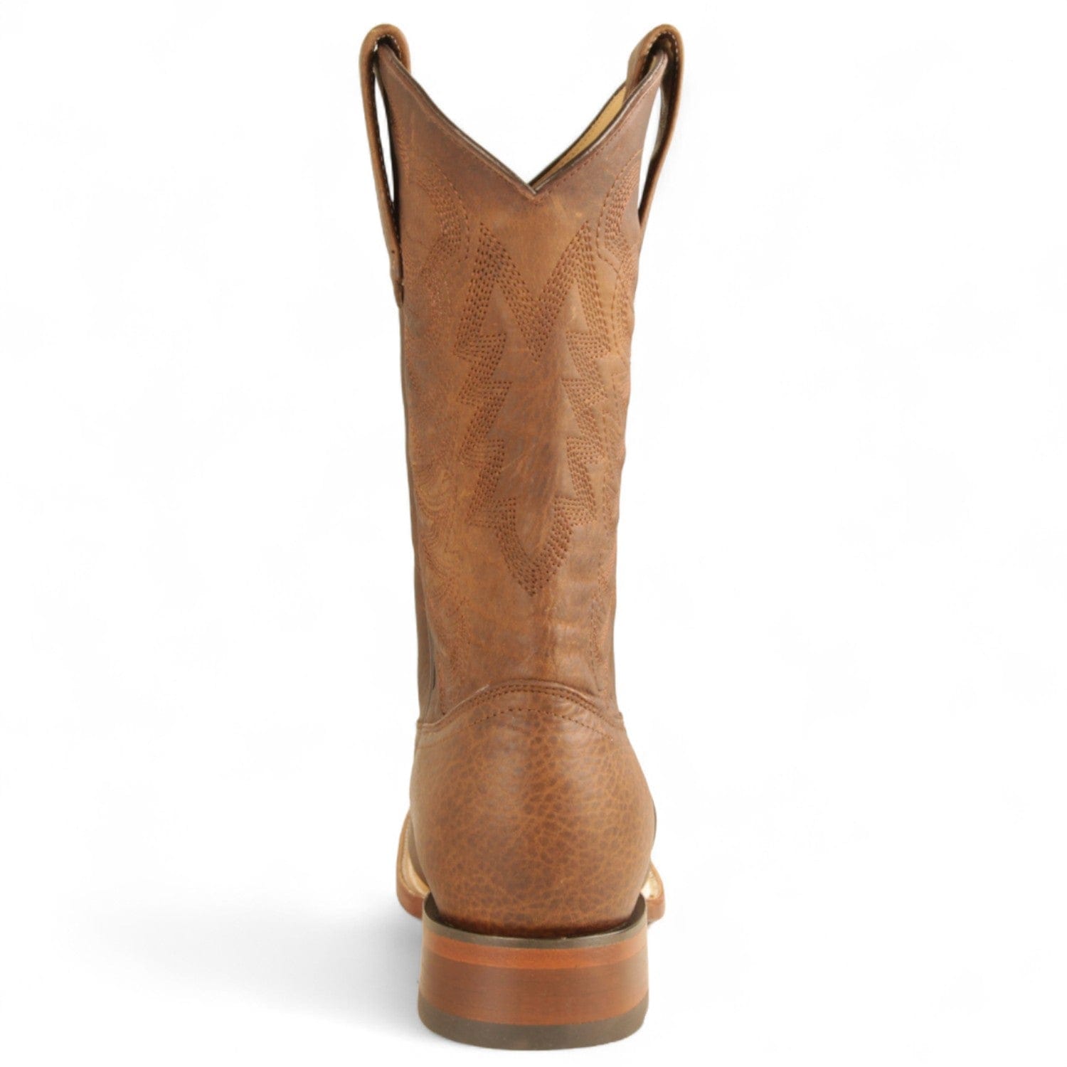 Los Altos Boots Boots Men's Genuine Rage Leather Rodeo Wide Square Toe Boots Walnut Color - Los Altos Boots