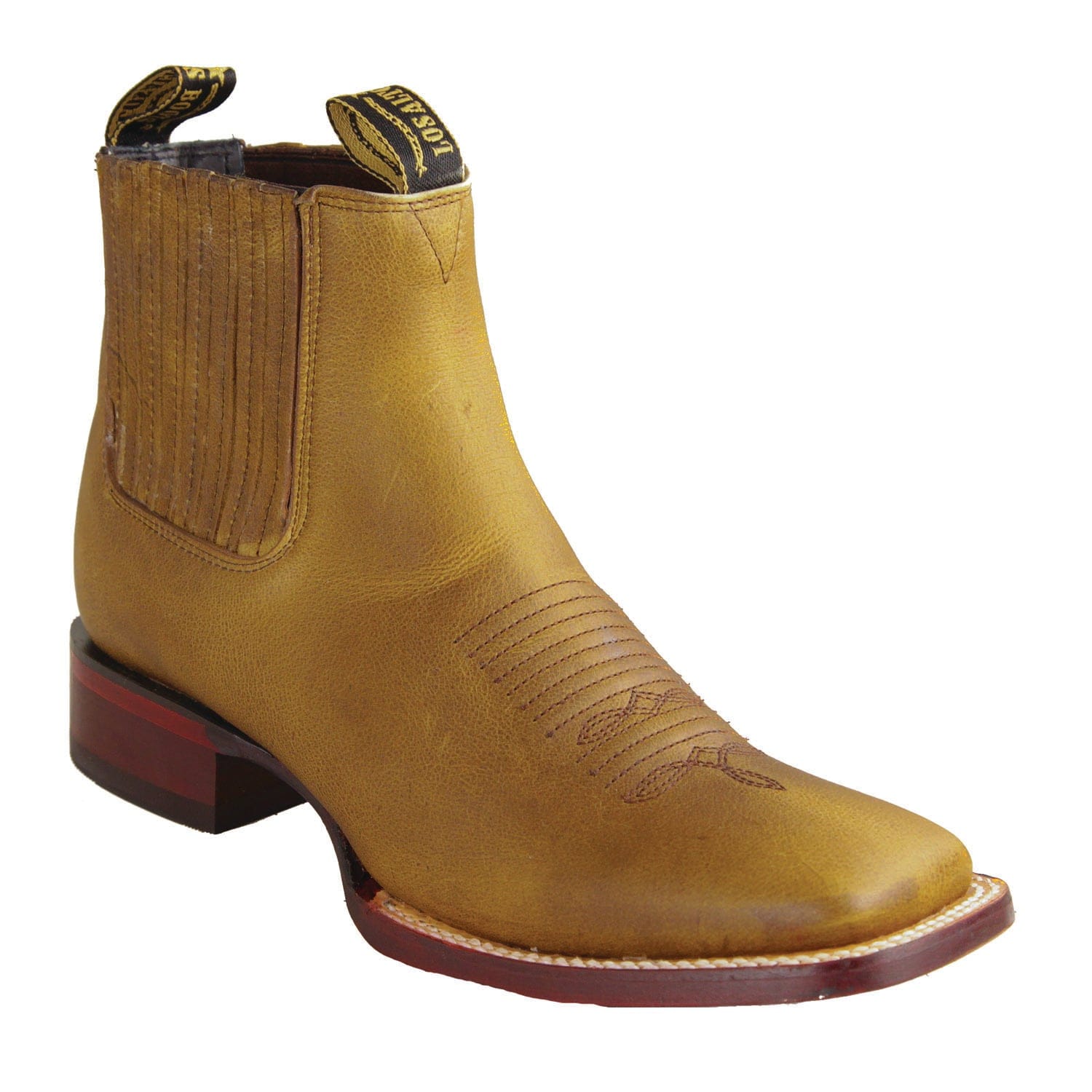 Los Altos Boots Boots Men's Genuine Rage Leather Wide Square Toe Ankle Boots Honey Color - Los Altos Boots