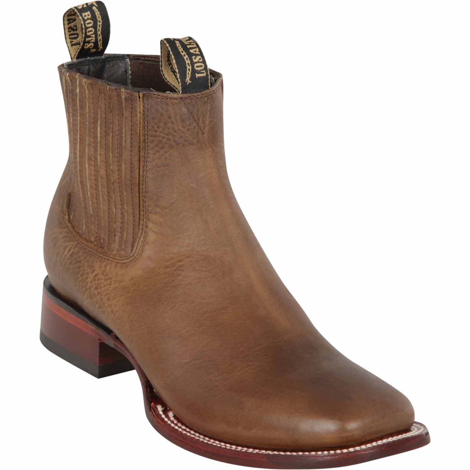 Los Altos Boots Boots Men's Genuine Rage Leather Wide Square Toe Ankle Boots Honey Color - Los Altos Boots