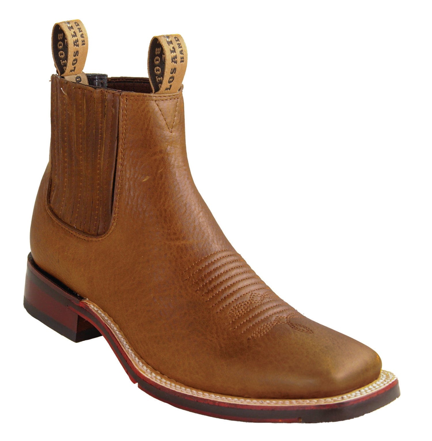 Los Altos Boots Boots Men's Genuine Rage Leather Wide Square Toe Ankle Boots Walnut Color - Los Altos Boots