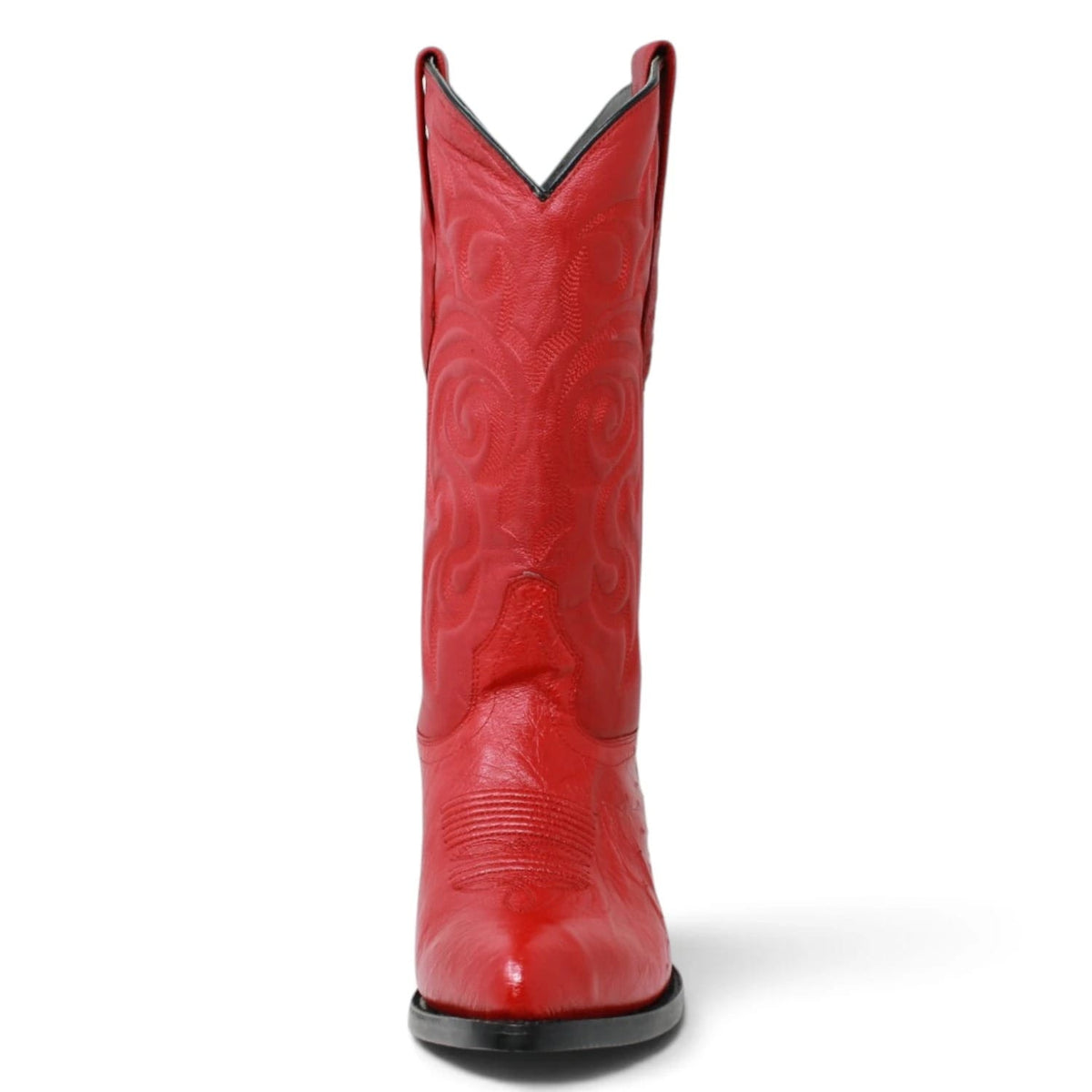 Los Altos Boots Boots Men's Genuine Smooth Ostrich Skin J Toe Boots Red Color - Los Altos Boots