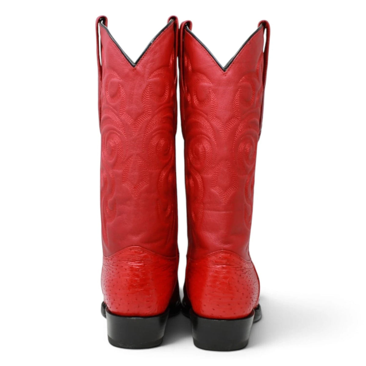 Los Altos Boots Boots Men's Genuine Smooth Ostrich Skin J Toe Boots Red Color - Los Altos Boots