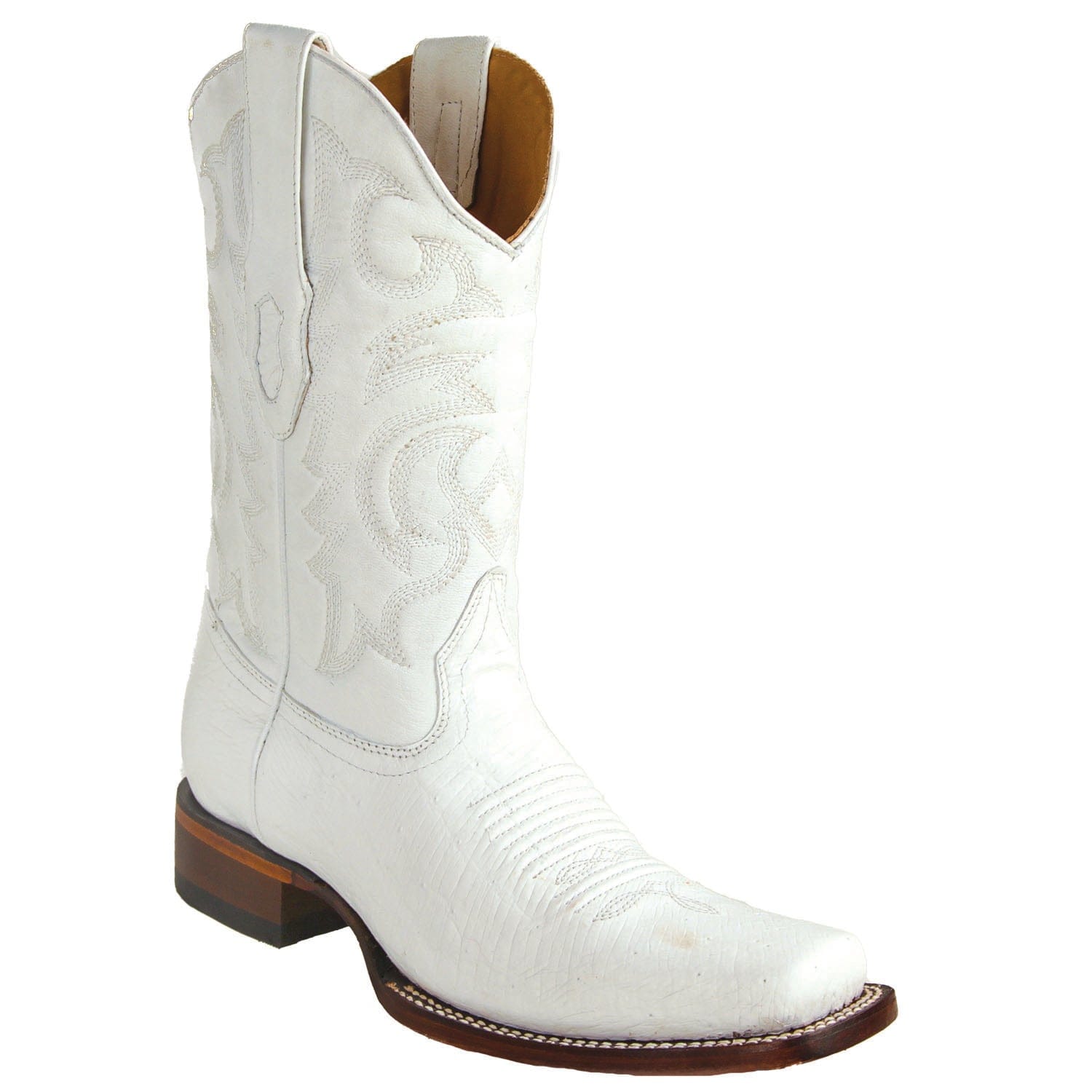 Original Ostrich Boots Wide Square Rodeo Toe White Color - Los Altos Boots Original Ostrich Boots Wide Square Rodeo Toe White Color - Los Altos Boots