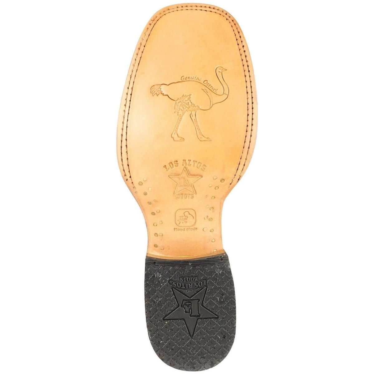 Western Genuine Smooth Ostrich Skin Rodeo Wide Square Toe Boots - Los Altos Boots - Sole View 