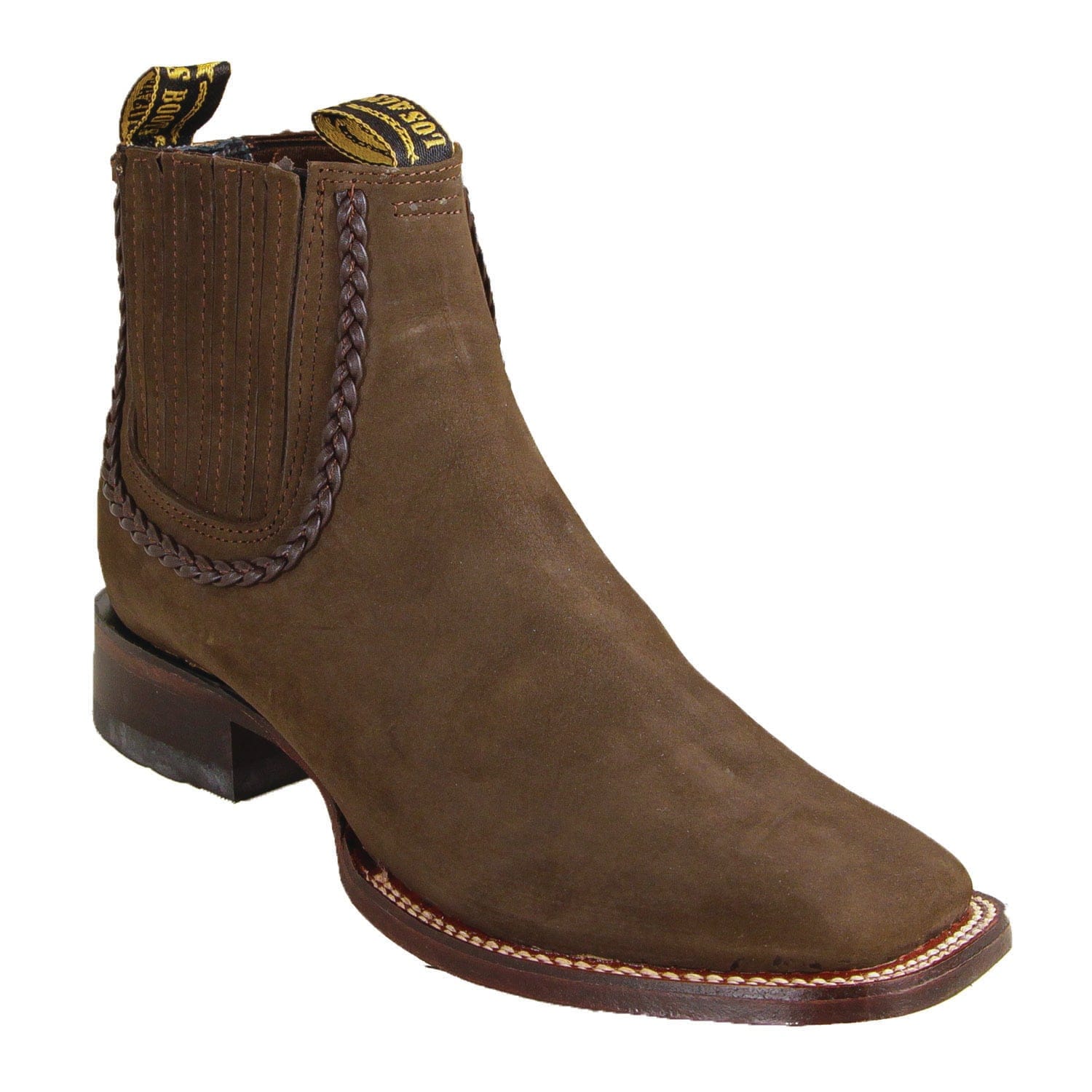 Women´s Genuine Nobuck Leather Wide Square Toe Ankle Boots Tobacco Color - Los Altos Boots
