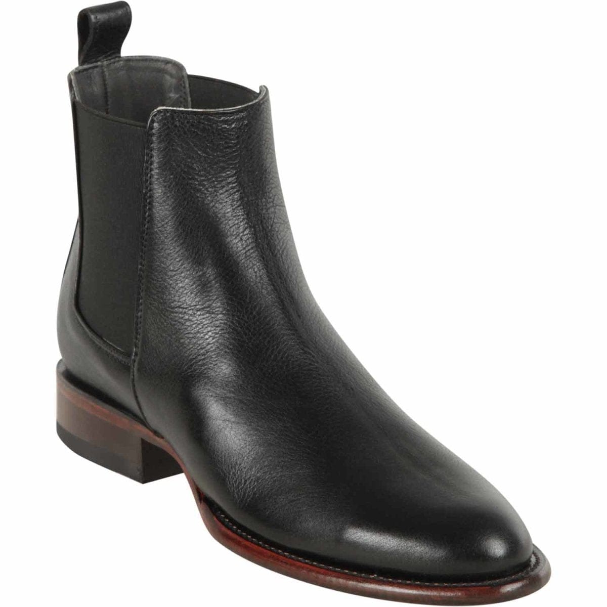 Western Genuine Belmont Leather Round Toe Ankle Boots Black Color - Los Altos Boots