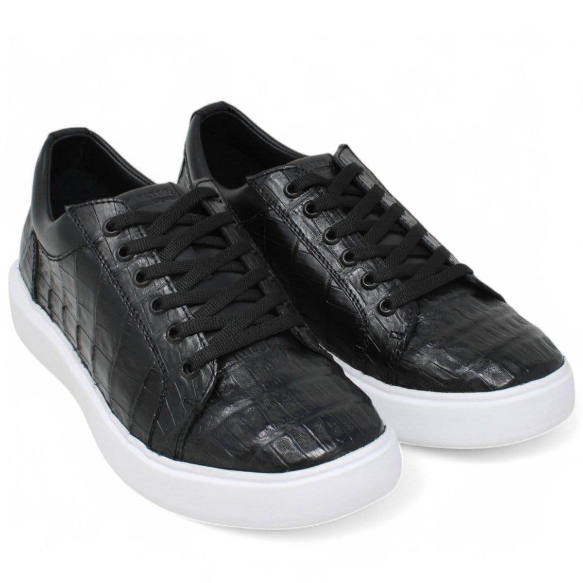 Los Altos Boots Shoes Men's Genuine Caiman Belly Skin Sneaker Casual Shoe Black Color - Los Altos Boots