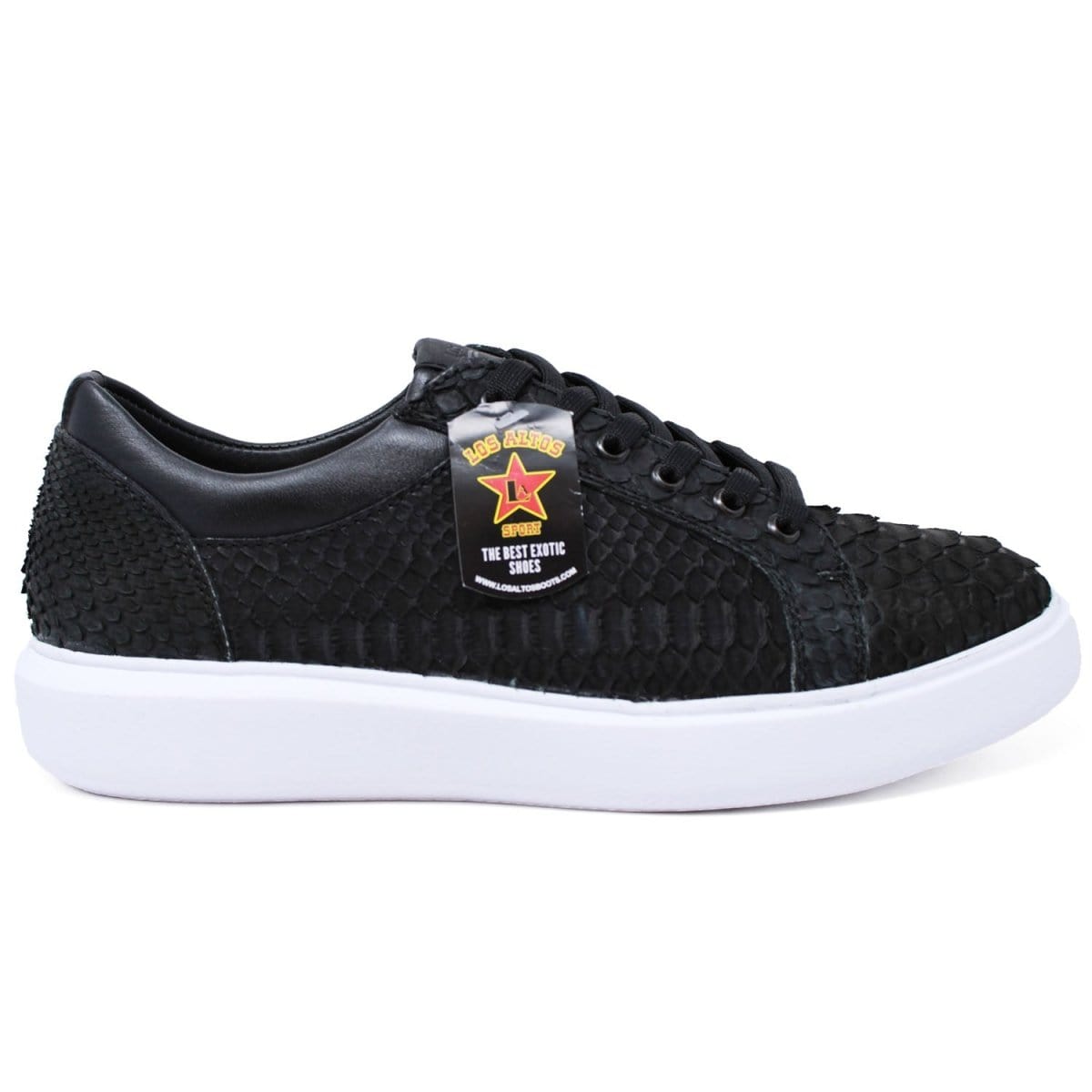 Men's Genuine Python Skin Sneaker Casual Shoe Nobuck Black Color - Los Altos Boots - Right Side View