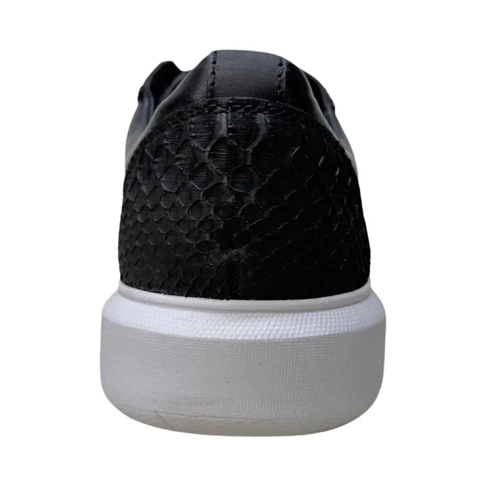 Men's Genuine Python Skin Sneaker Casual Shoe Nobuck Black Color - Los Altos Boots - Back View