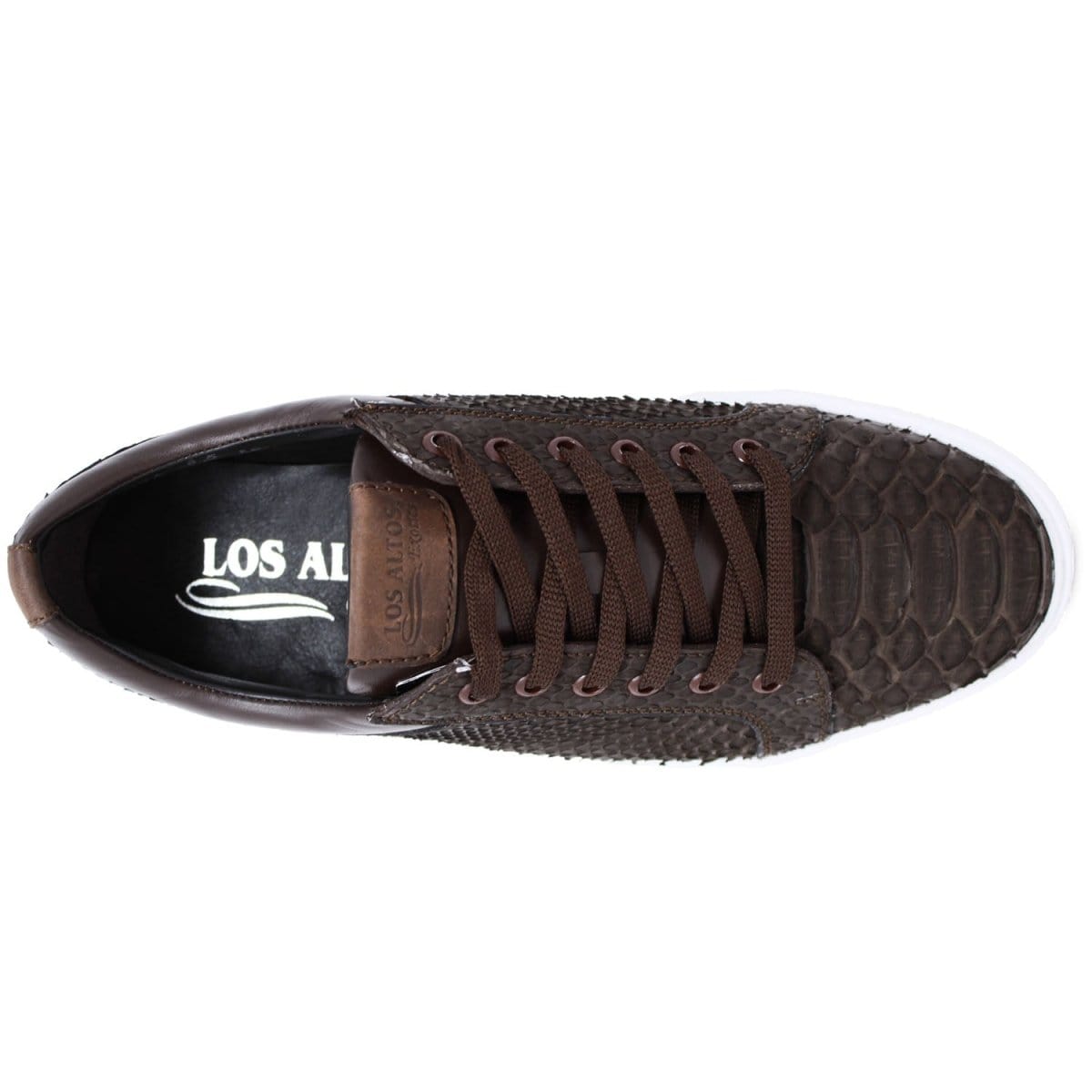 Men's Genuine Python Skin Sneaker Casual Shoe Nobuck Brown Color - Los Altos Boots - Top View