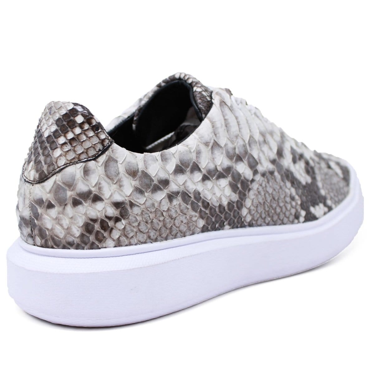 Men's Genuine Python Skin Sneaker Casual Shoe Natural Color - Los Altos Boots - Back Side View