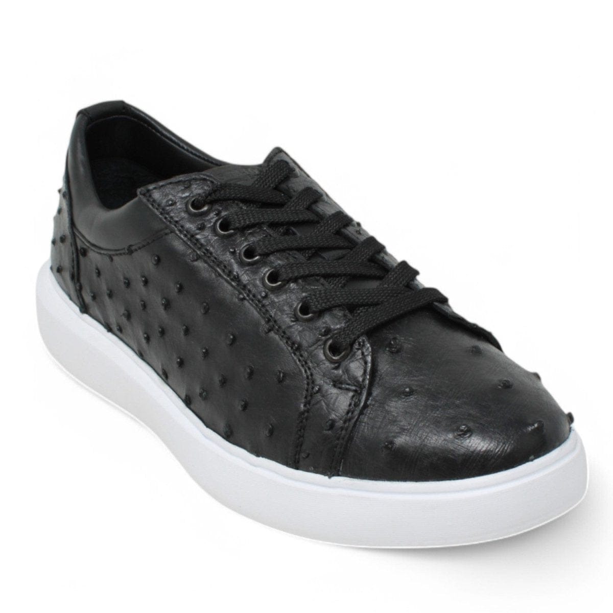 Los Altos Boots Shoes Men's Genuine Ostrich Skin Sneaker Casual Shoe Black Color - Los Altos Boots