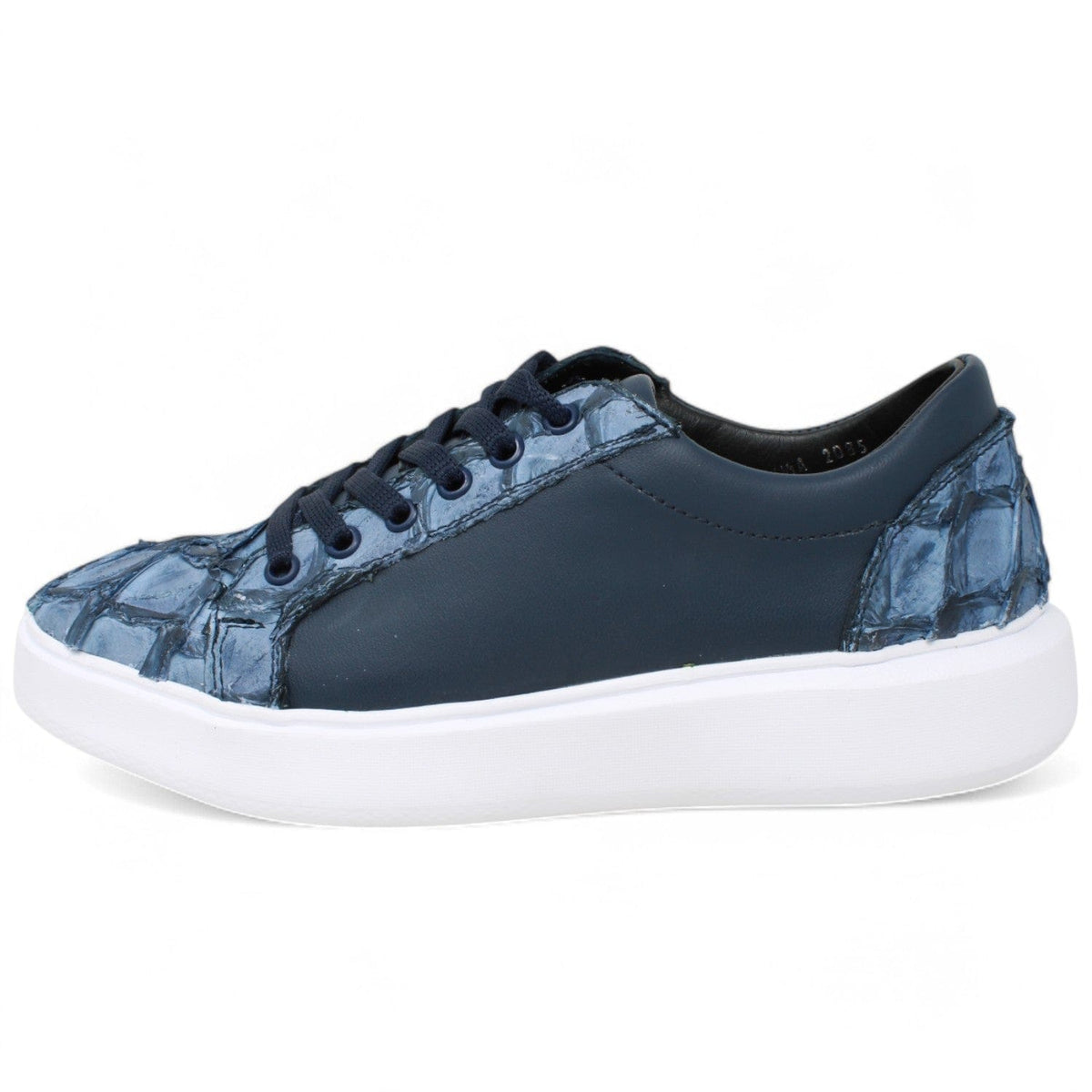 Los Altos Boots Shoes Men's Genuine Piraruccu Skin and Leather Sneaker Casual Shoes Denim Blue Color - Los Altos Boots