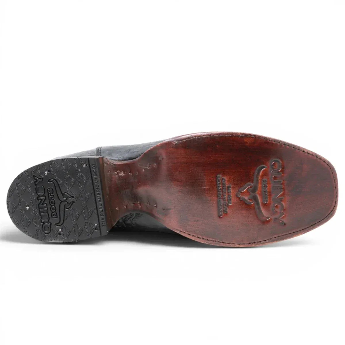 Quincy Men´s Caiman Belly Print Square Toe Dubai Short Boots with Zipper - Black - Sole View