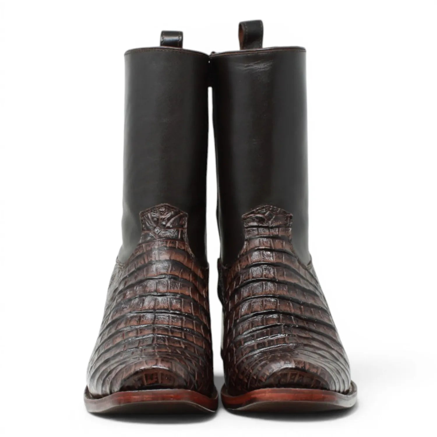 Quincy Boots Botines Quincy Men´s Caiman Belly Print Square Toe Dubai Short Boots with Zipper