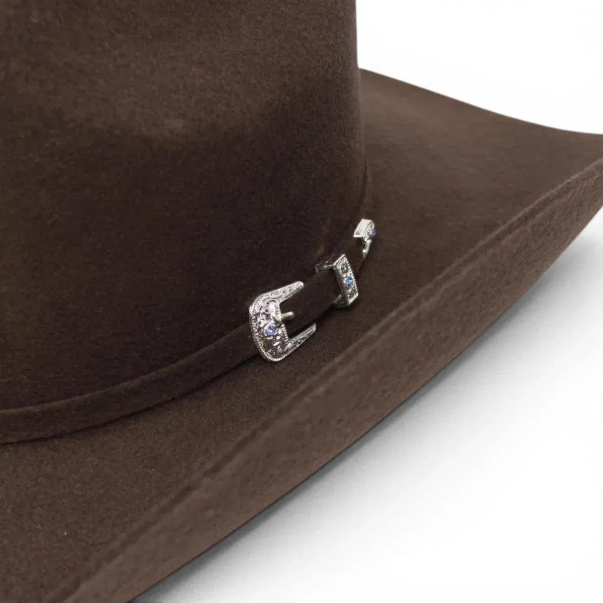 Black Stone 100X Felt Cowboy Hat Joan Sebastian Style - Choco Brown - Detail View