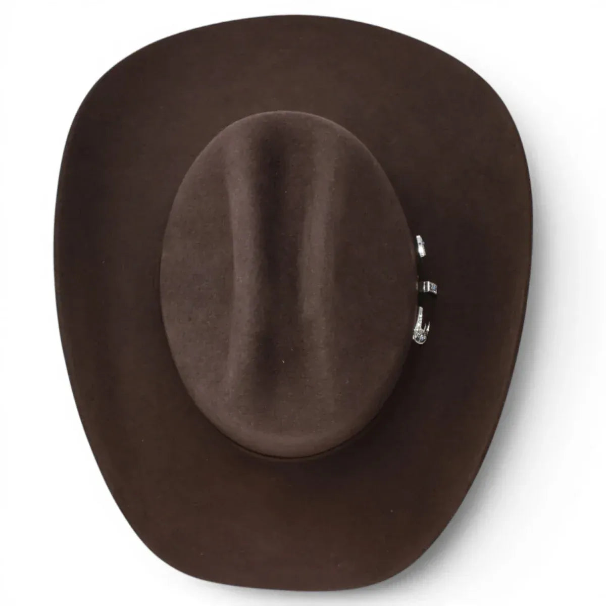 Black Stone 100X Felt Cowboy Hat Joan Sebastian Style - Choco Brown - Top View