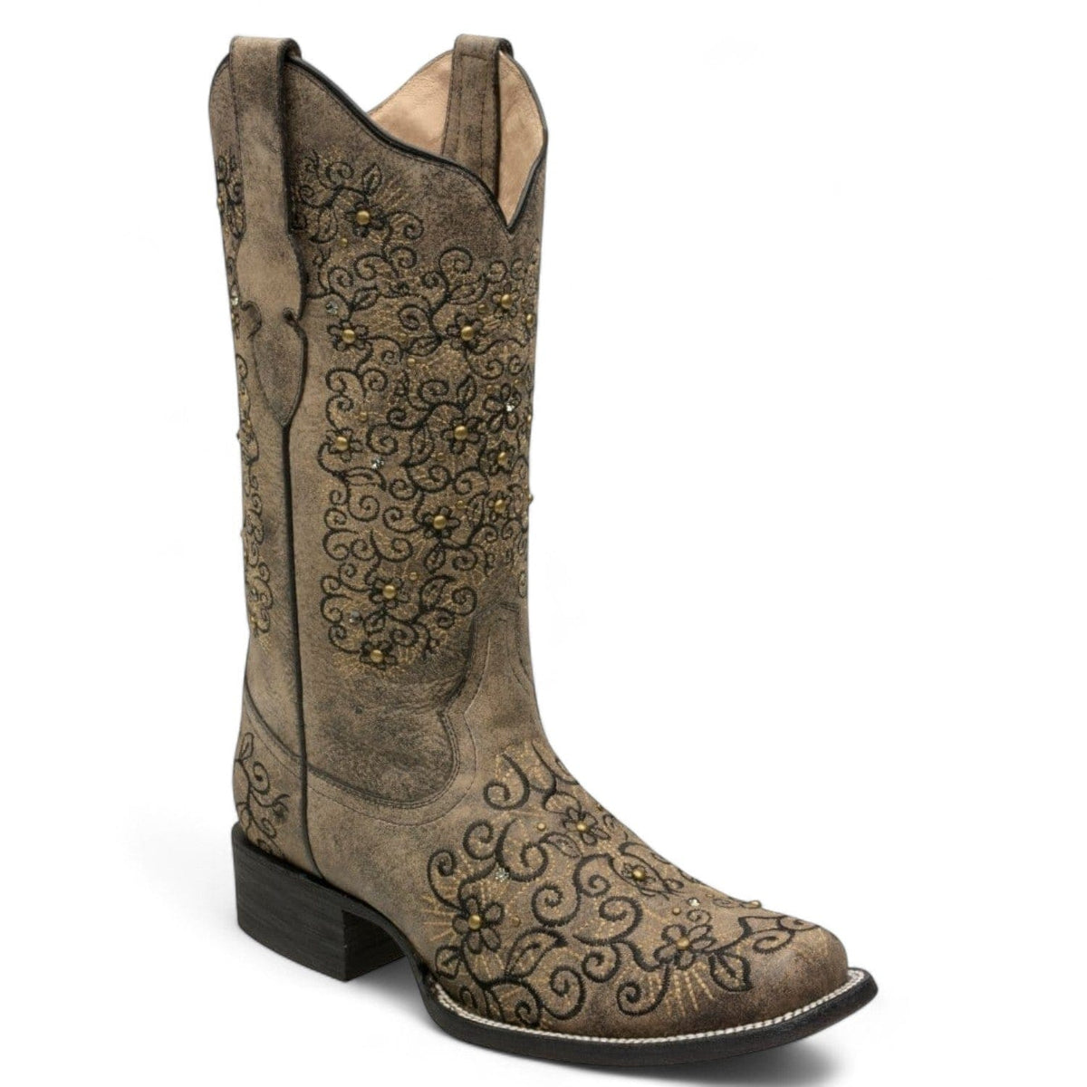 Walnut Color Boot Women's Genuine Leather Square Toe Boots Walnut Color- Ive West