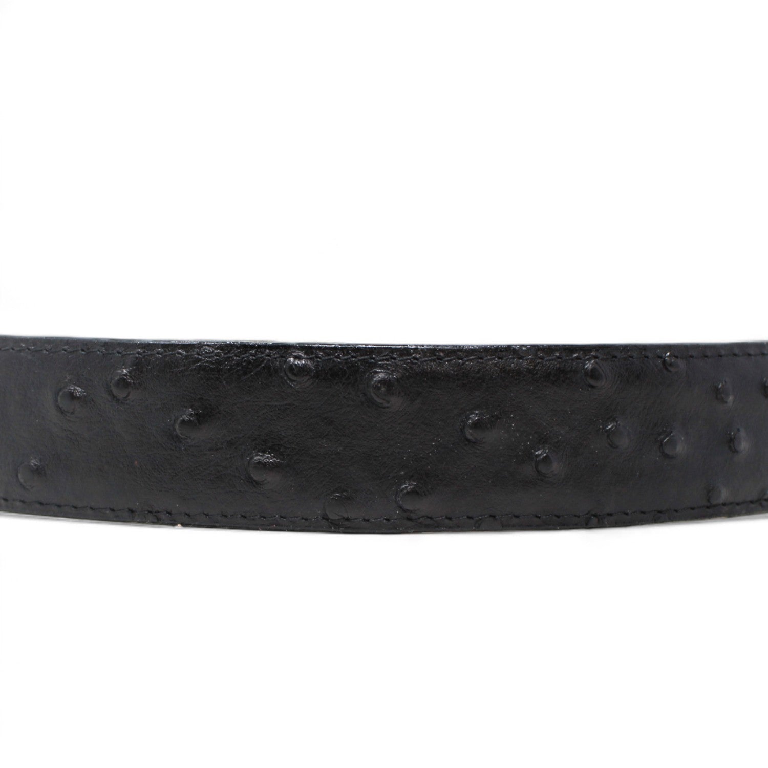 Tanner Mark Boots Belts Cinturón de Piel Genuina con Estampado de Avestruz y Hebilla Metálica Texas Negro