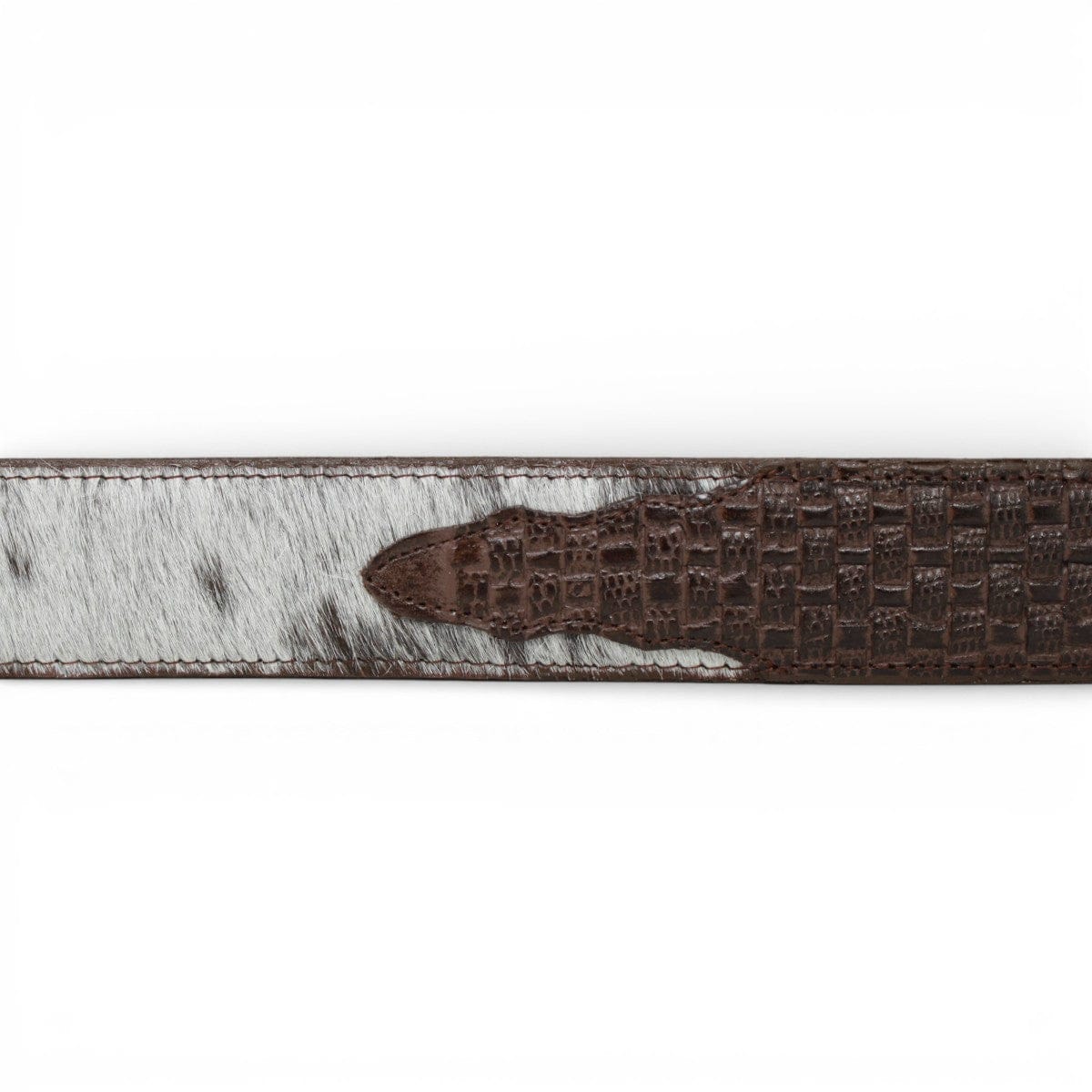 Tanner Mark Boots Belts Genuine Cowhide Leather with Hair Texas Metal Buckle Belt Brown Color - Tanner Mark Boots