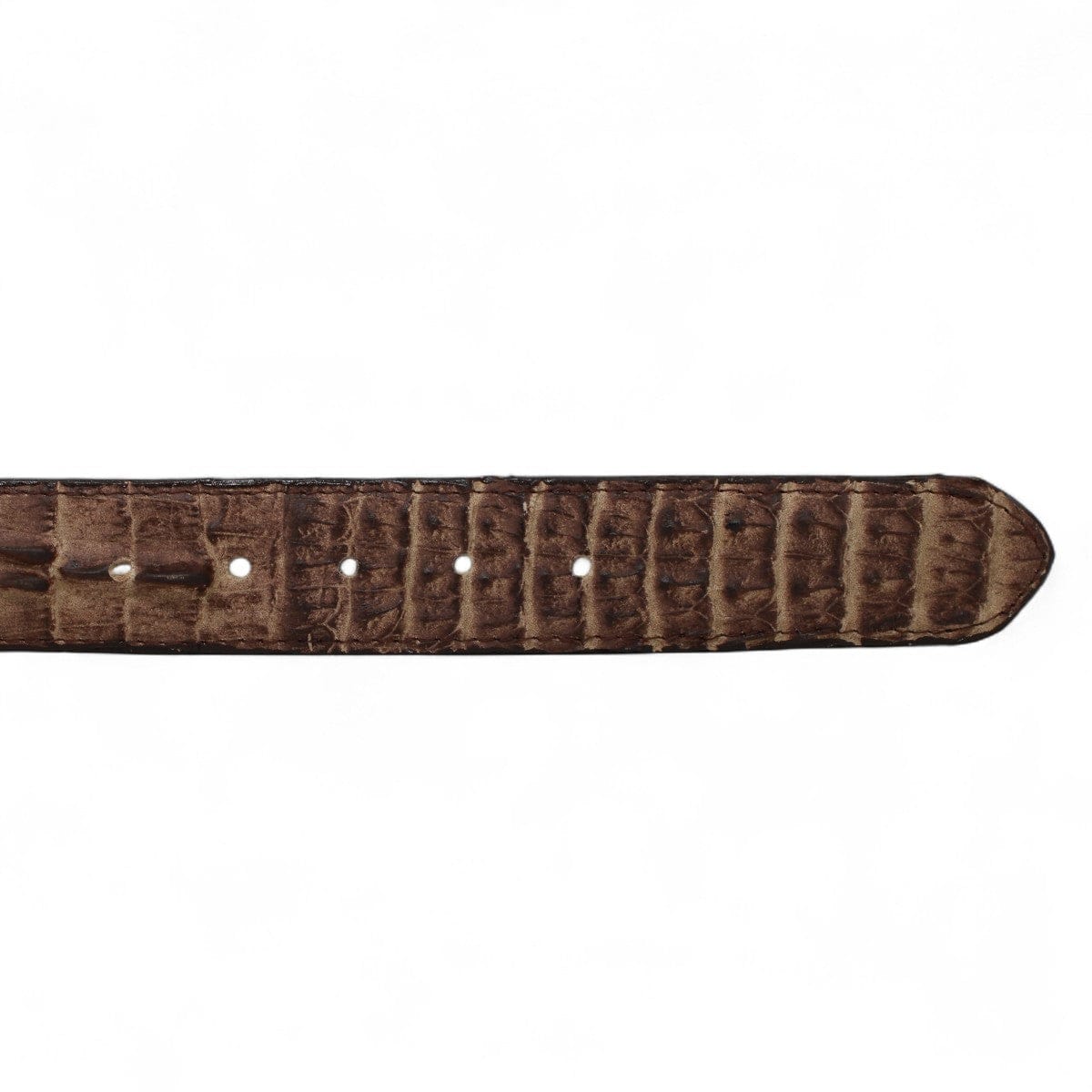 Tanner Mark Boots Belts Genuine Leather Caiman Belly Print Texas Metal Buckle Belt Brown Color - Tanner Mark Boots