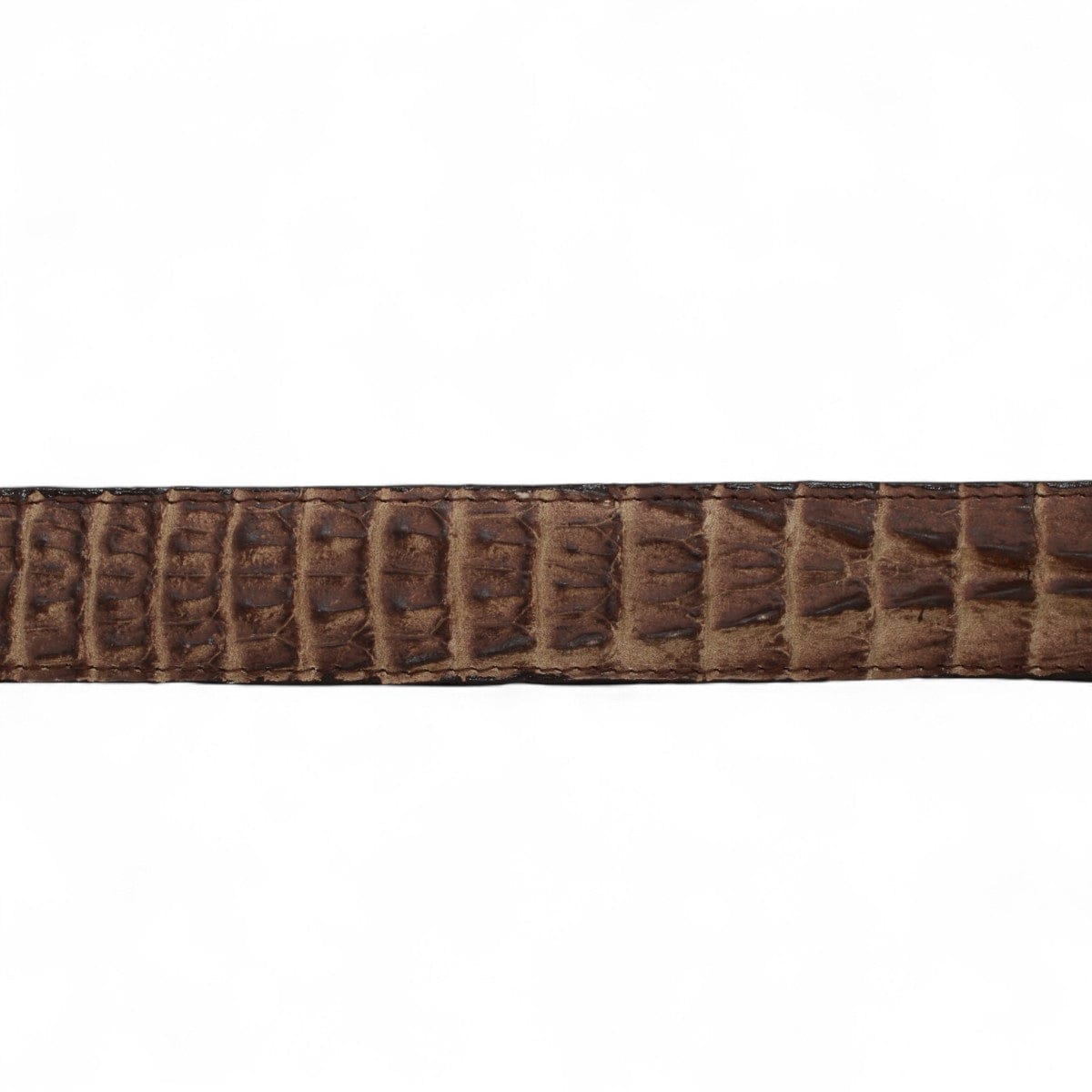 Tanner Mark Boots Belts Genuine Leather Caiman Belly Print Texas Metal Buckle Belt Brown Color - Tanner Mark Boots