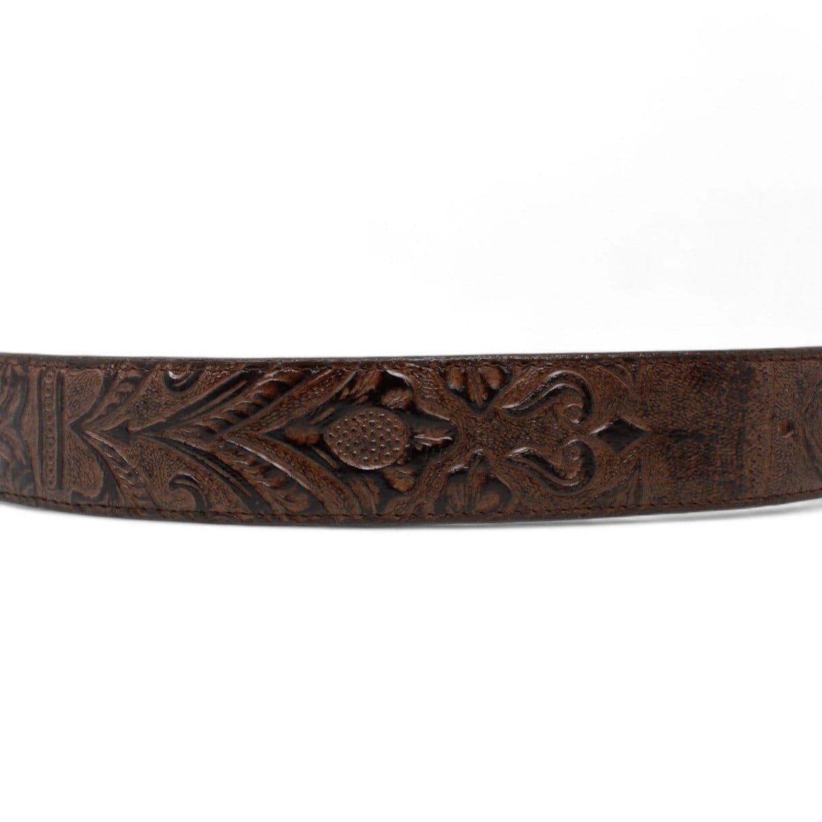 Tanner Mark Boots Belts Genuine Leather Floral Tooled Texas Metal Buckle Belt Brown Color - Tanner Mark Boots
