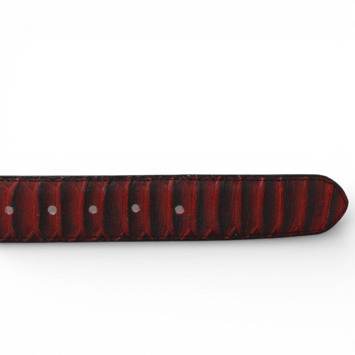 Tanner Mark Boots Belts Genuine Leather Jumbo Python Print Texas Metal Buckle Belt Red Color - Tanner Mark Boots