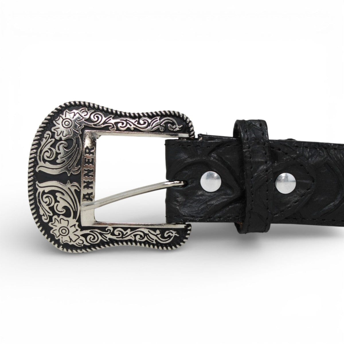 Tanner Mark Boots Belts Genuine Leather Piraruccu Print Texas Metal Buckle Belt Black Color - Tanner Mark Boots