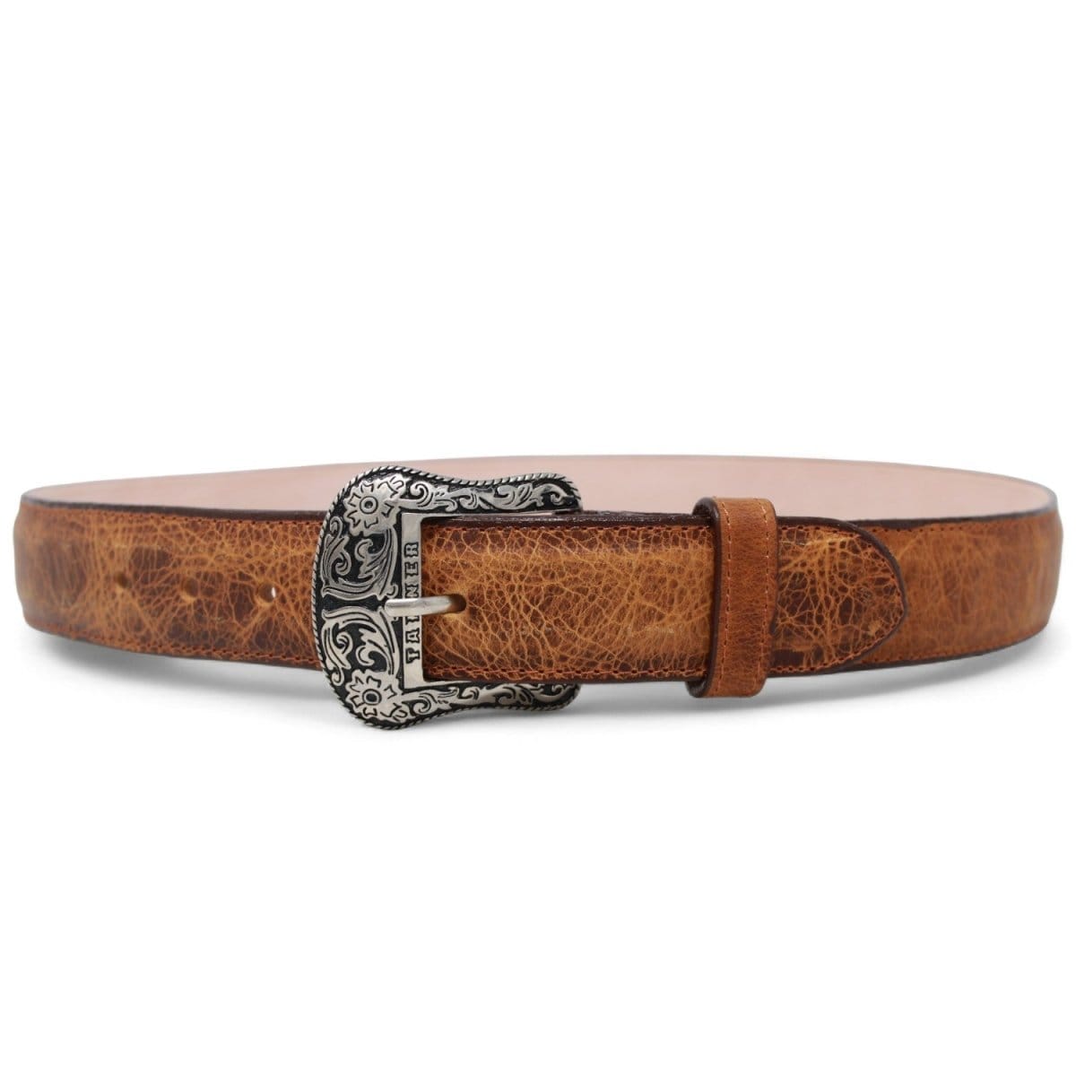 Tanner Mark Boots Belts Genuine Leather Texas Metal Buckle Belt Cognac Color - Tanner Mark Boots