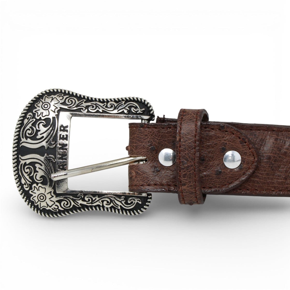 Tanner Mark Boots Belts Genuine Ostrich Skin Texas Metal Buckle Belt Tobacco Color - Tanner Mark Boots